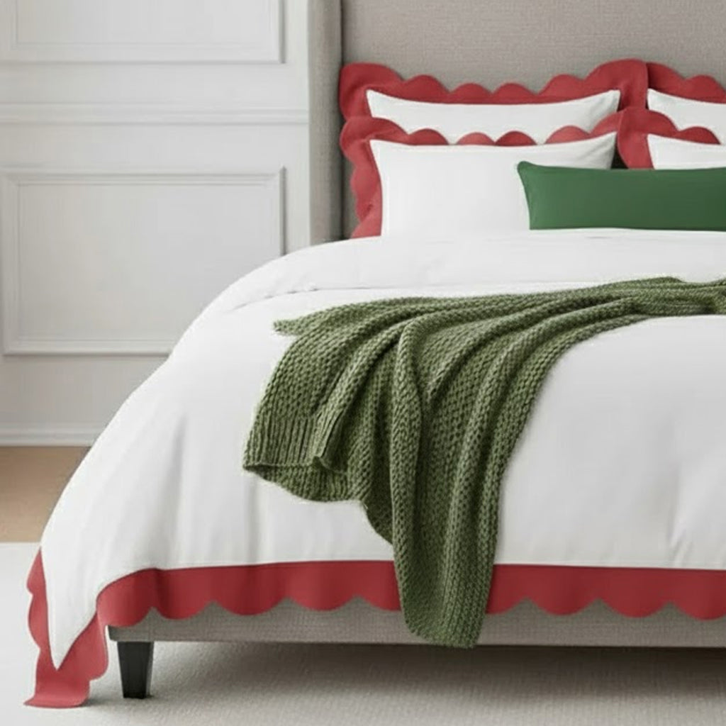 Wavy Applique Embroidery Cotton Duvet Cover Set