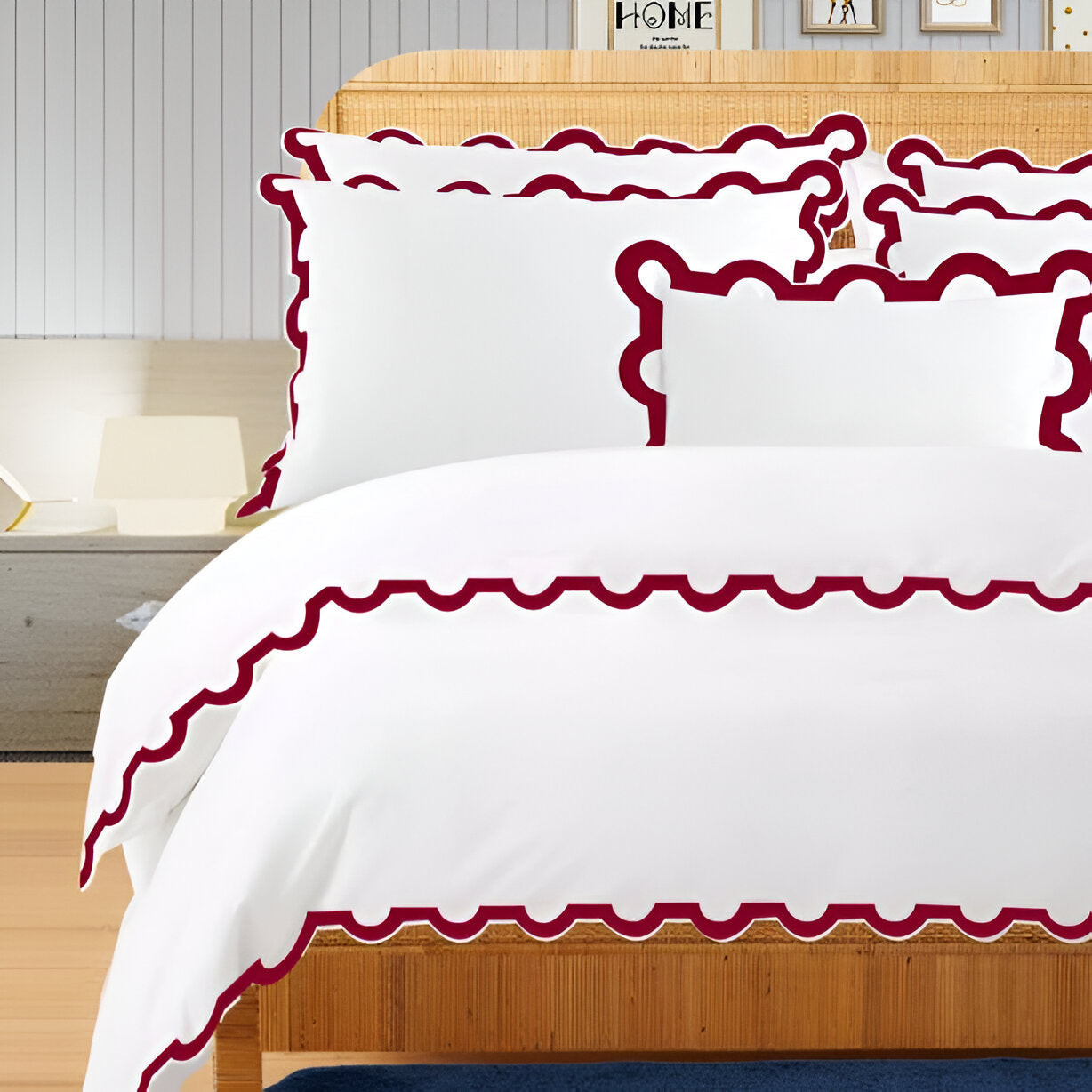400TC U Shape Applique Embroidery Cotton Duvet Cover Set