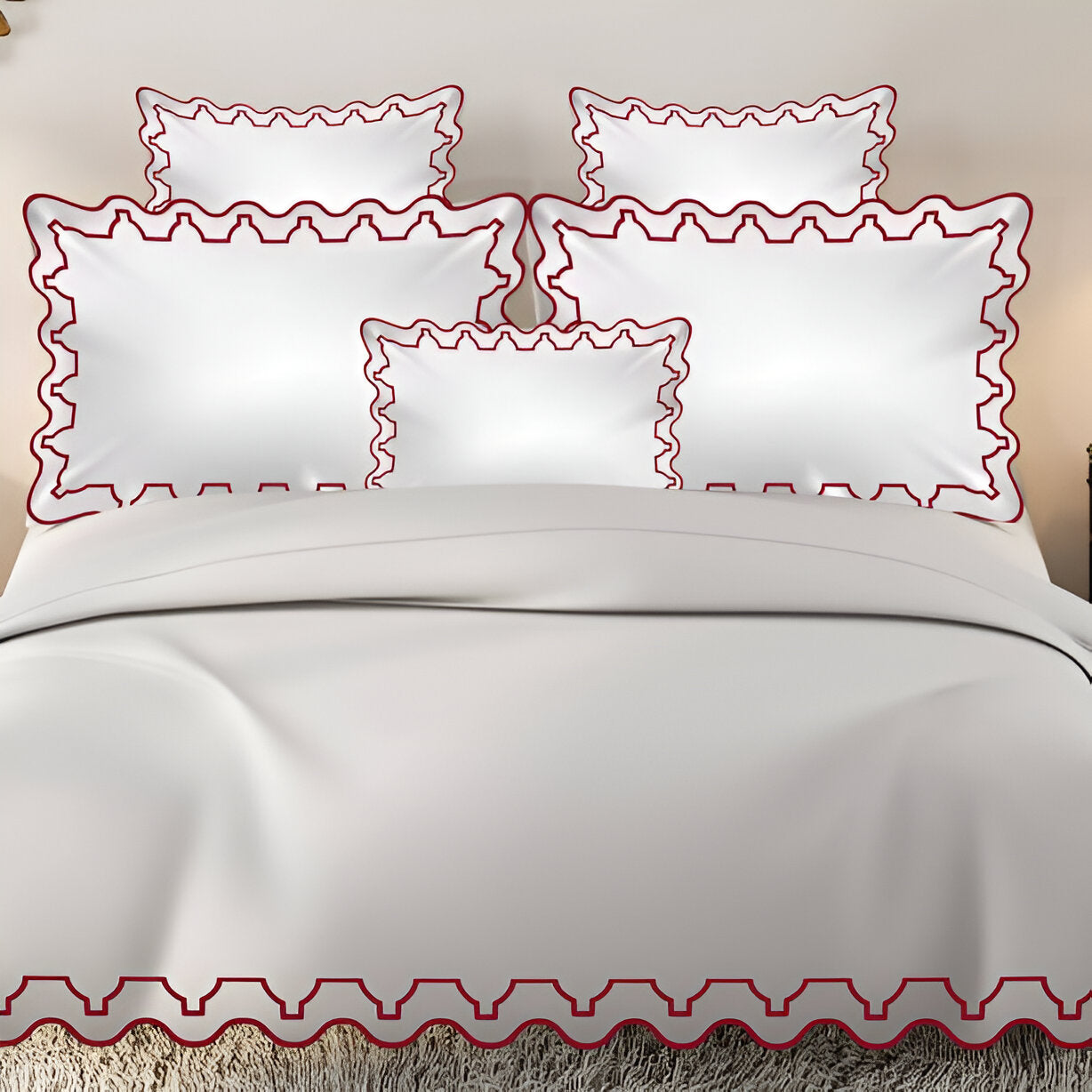 Imaginary Scallop 400TC Cotton Embroidery Sateen Solid Duvet Cover Set