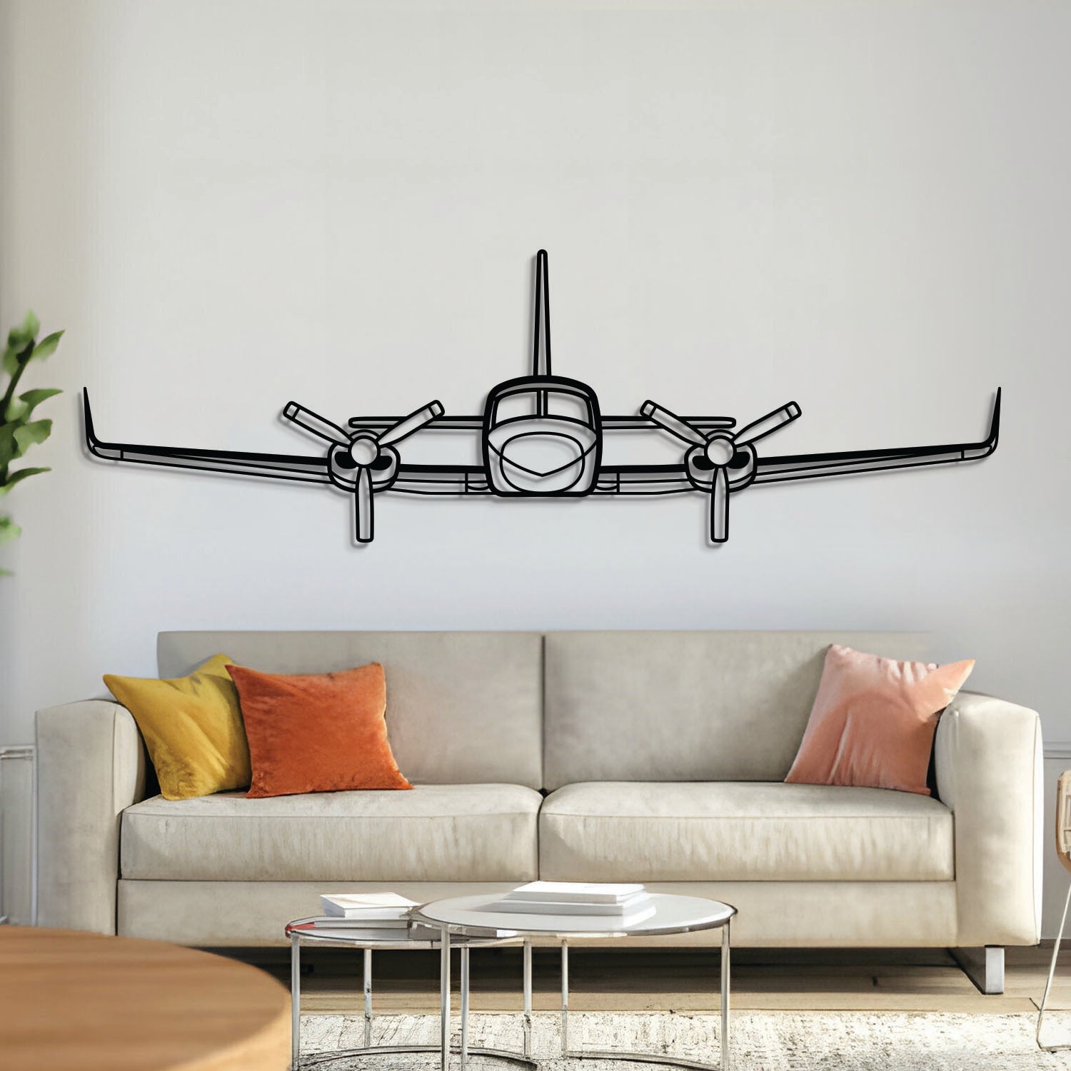 421C Wandkunst Flugzeug aus Metall (Vorderansicht) – NCP0208