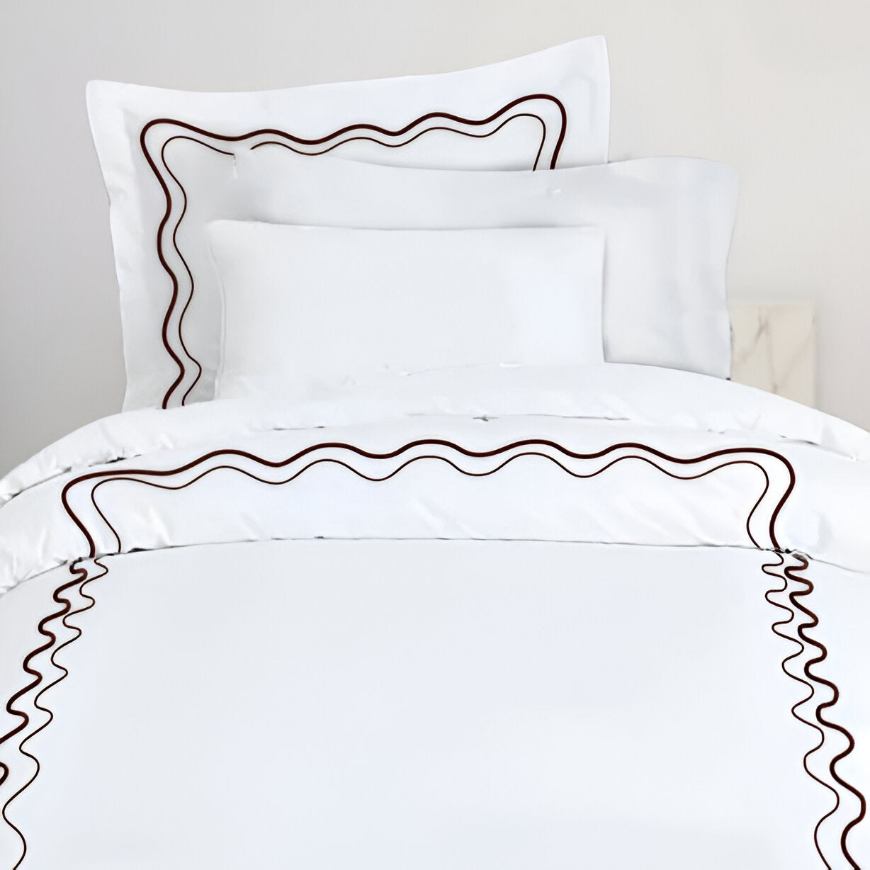 Double Wavy Embroidered Cotton Duvet Cover Set