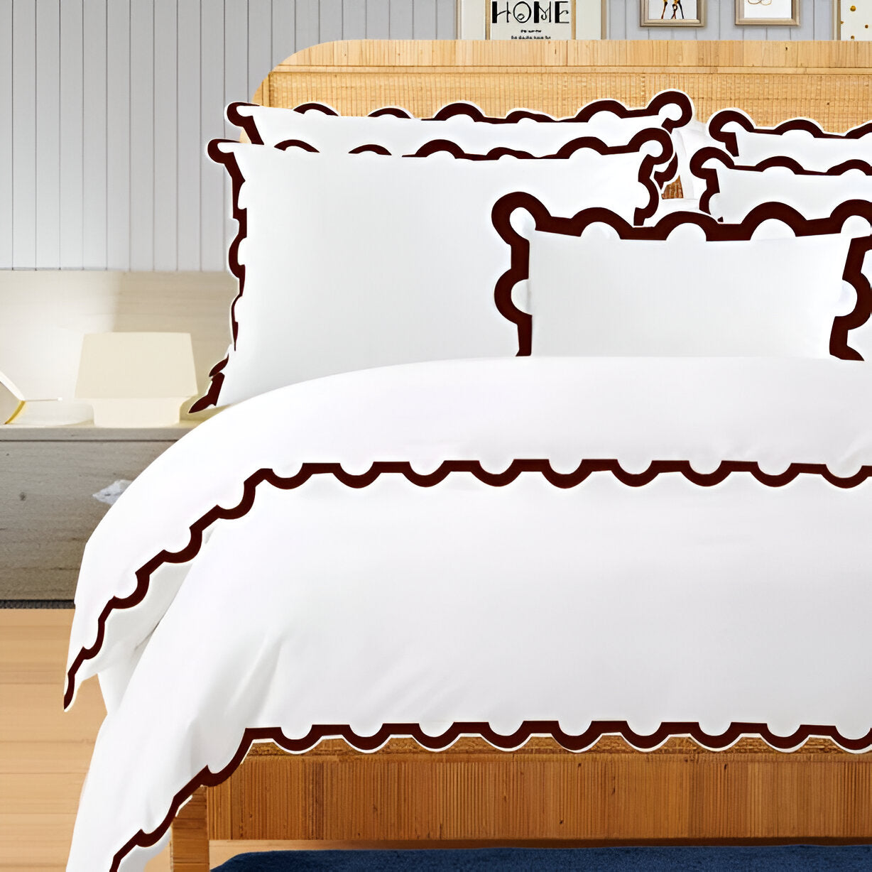 400TC U Shape Applique Embroidery Cotton Duvet Cover Set