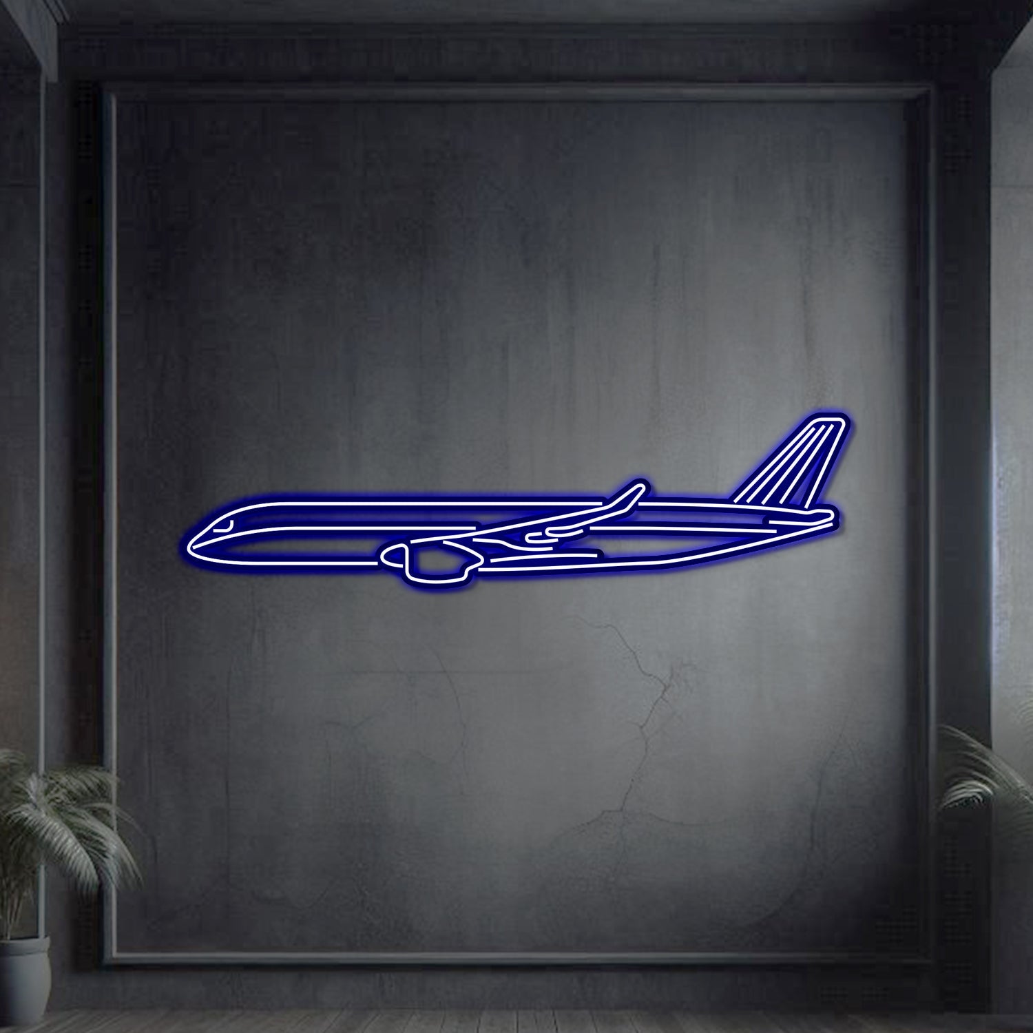 A350 Metall Neon Flugzeug Wandkunst - NCN0010