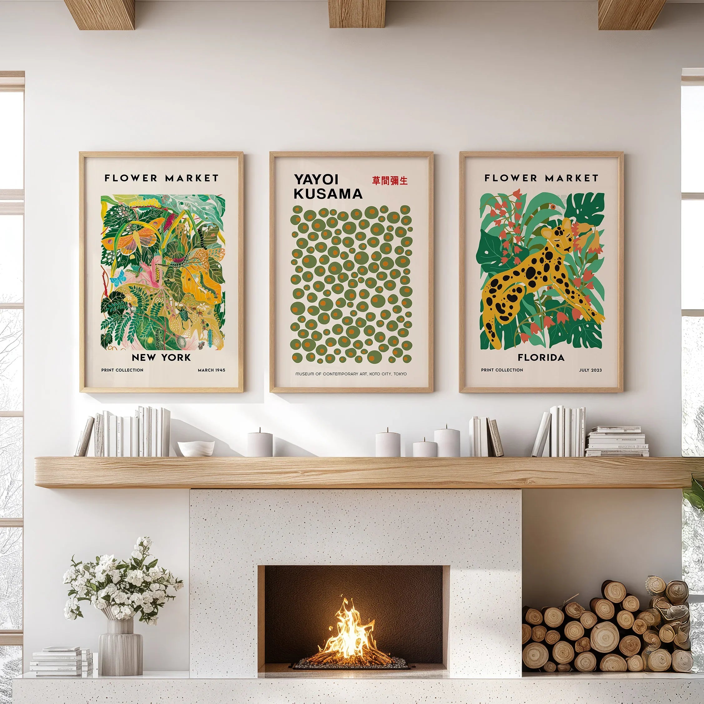 Flower Market, Kusama Art Prints. Modern Tropical Wall Decor
