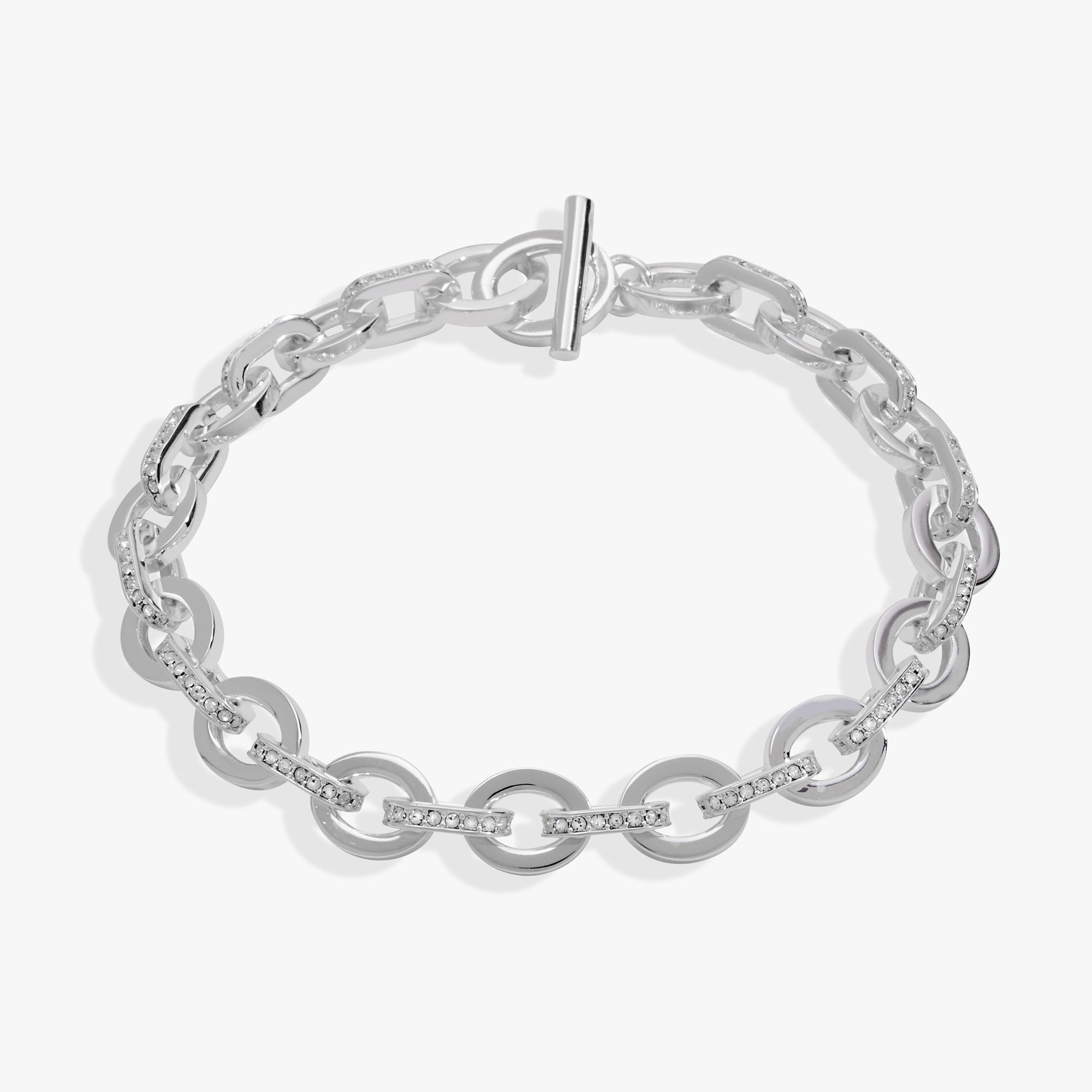 Zartes ovales Gliederketten-Armband mit Kristall und Knebelverschluss