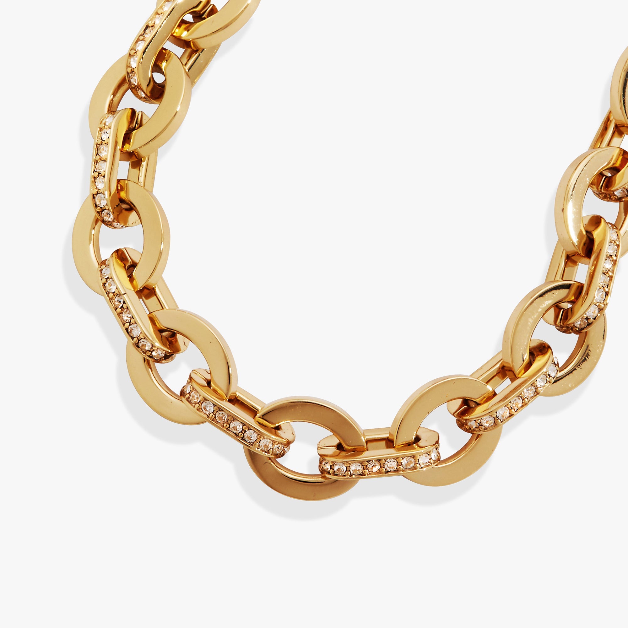Zartes ovales Gliederketten-Armband mit Kristall und Knebelverschluss