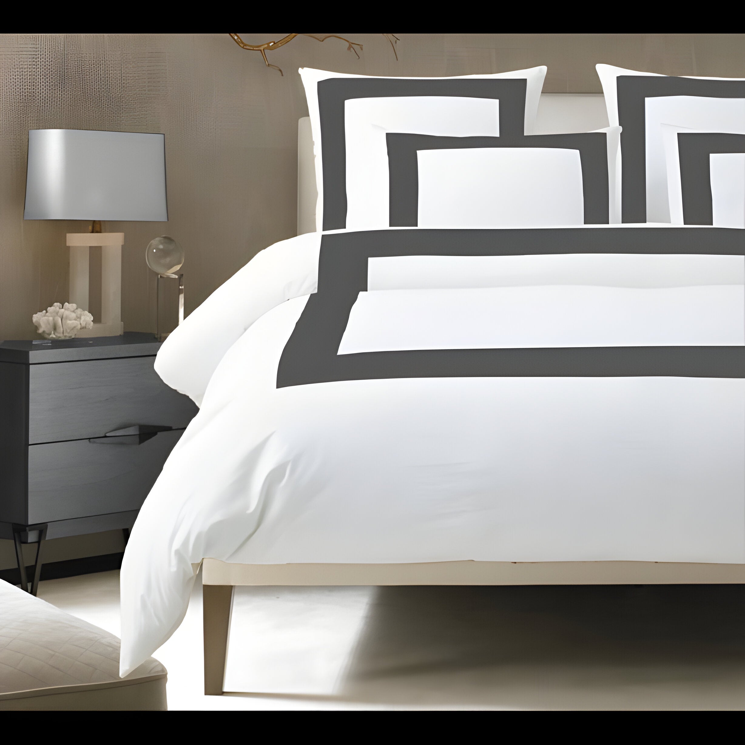 400TC Cotton Sateen Border Frame Duvet Cover Set