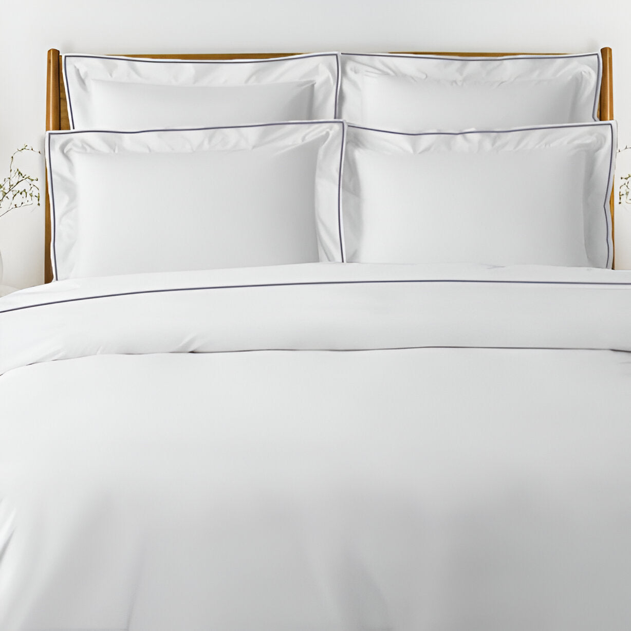 400TC Embroidery Cotton Sateen Solid Duvet Cover Set