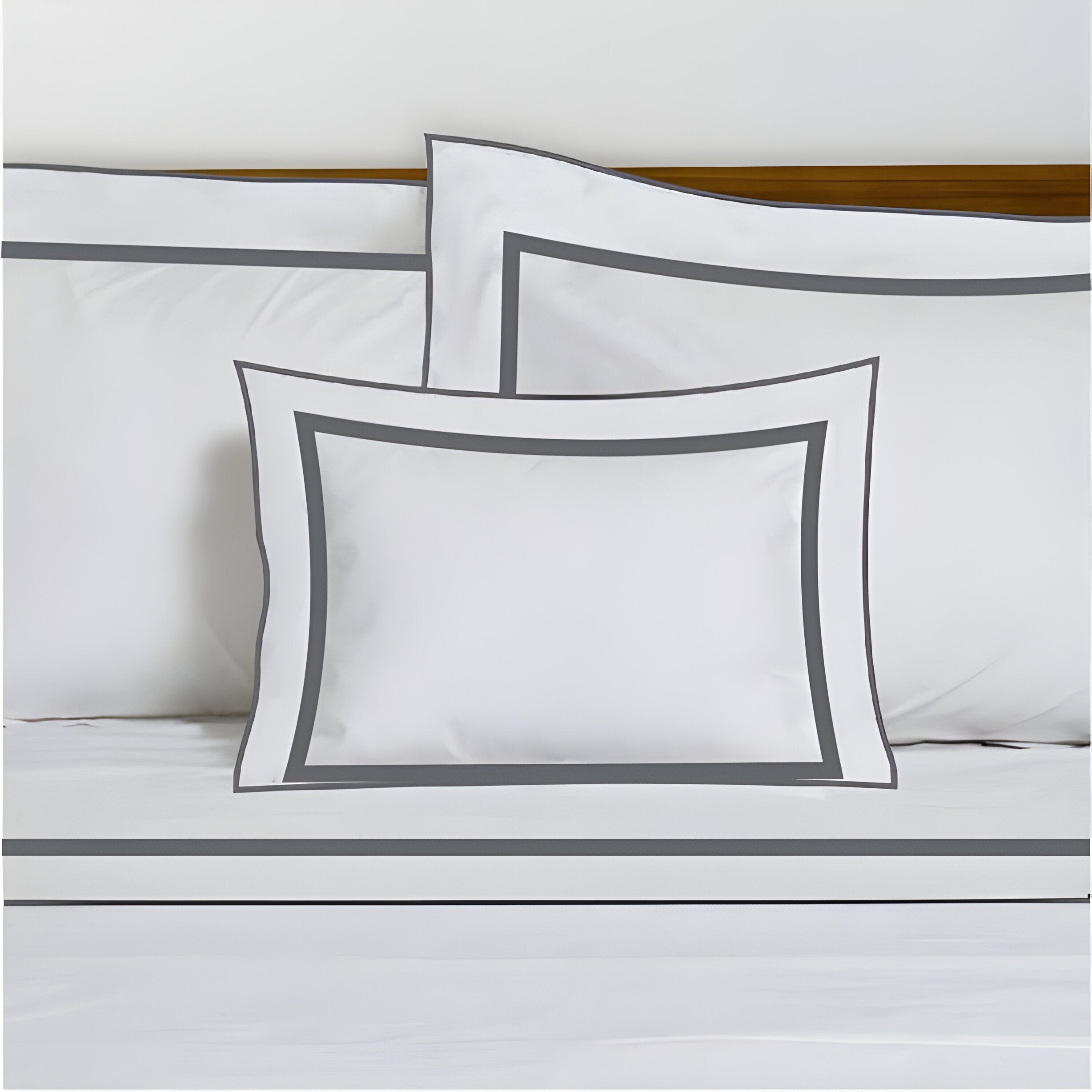 400TC Embroidery & Border Cotton Sateen Solid Duvet Cover Set