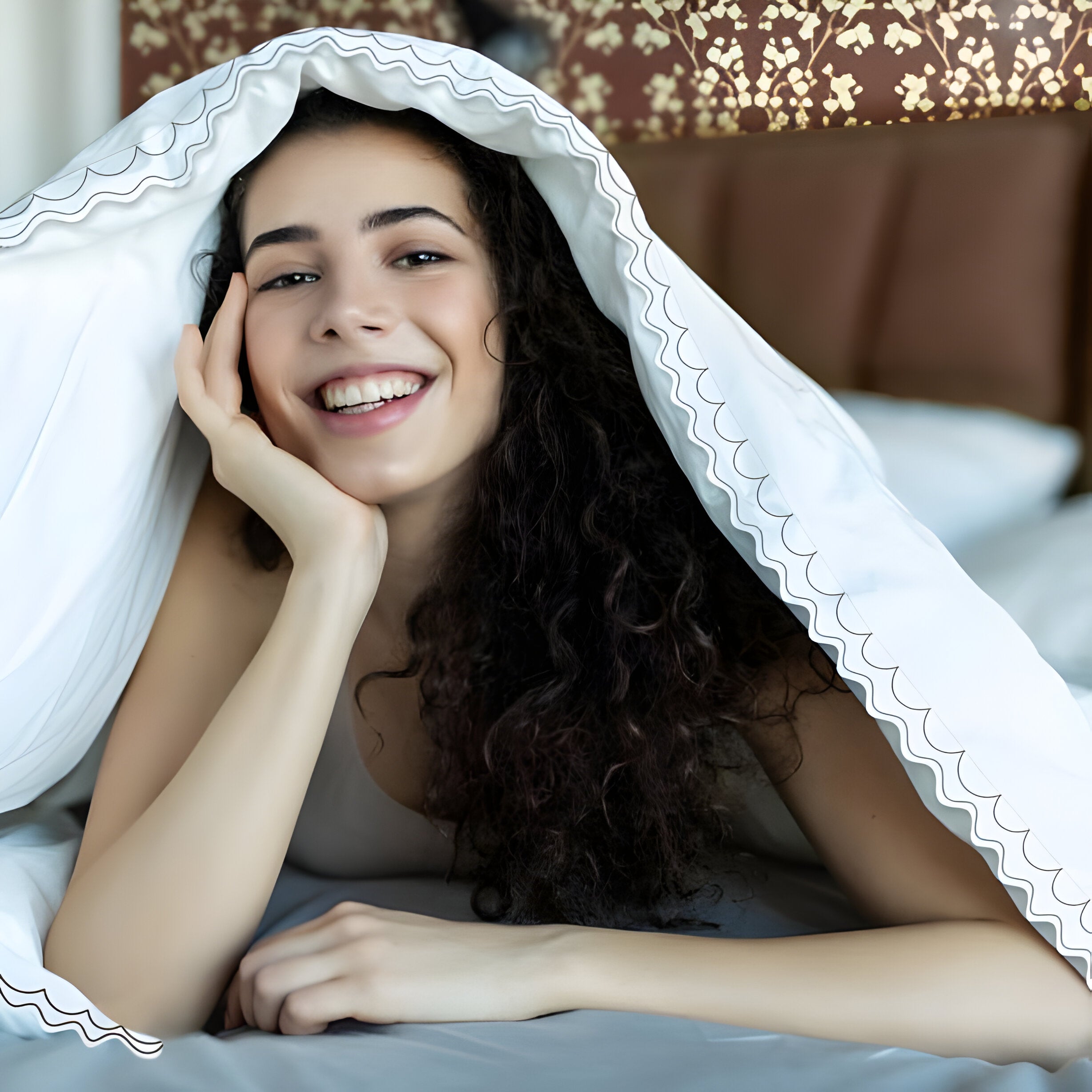 400TC Cotton Sateen Double Scallop Embroidery Duvet Cover Set