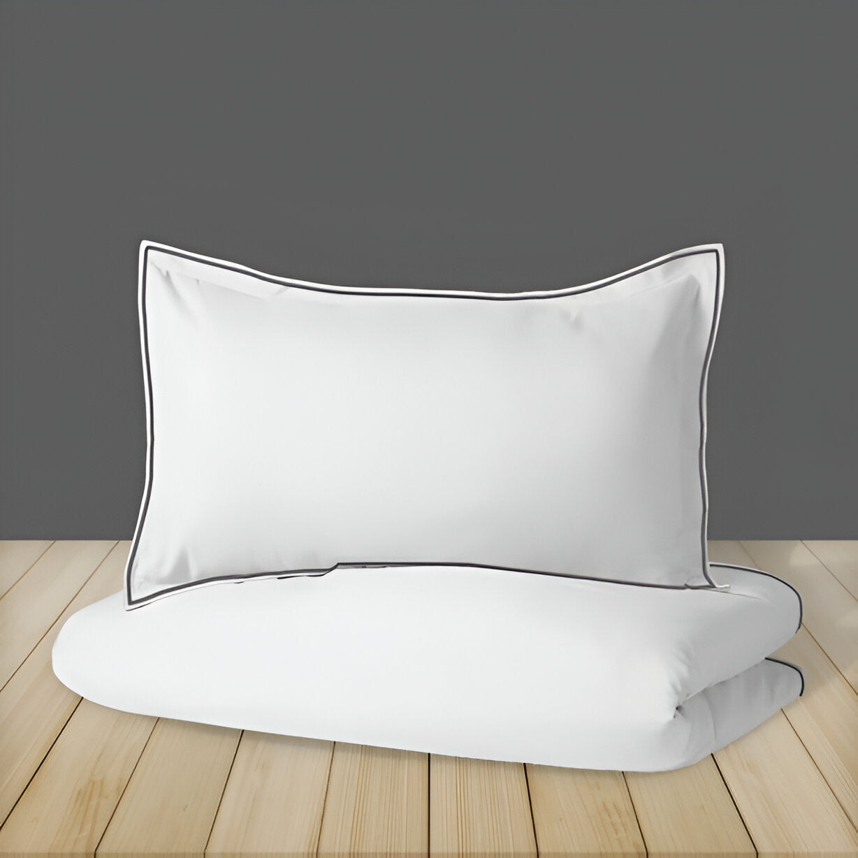 400TC Embroidery Cotton Sateen Solid Duvet Cover Set