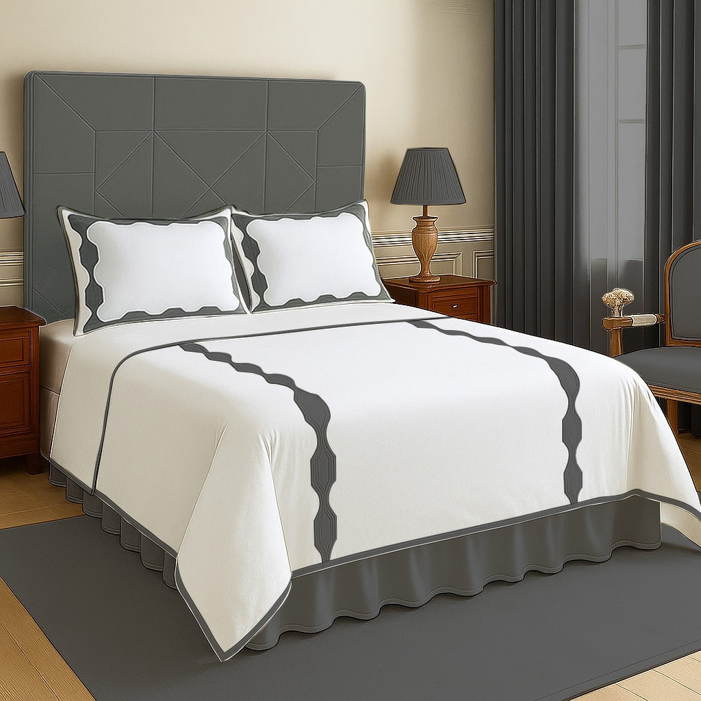 Hexagonal Applique Border Cotton Duvet Cover Set