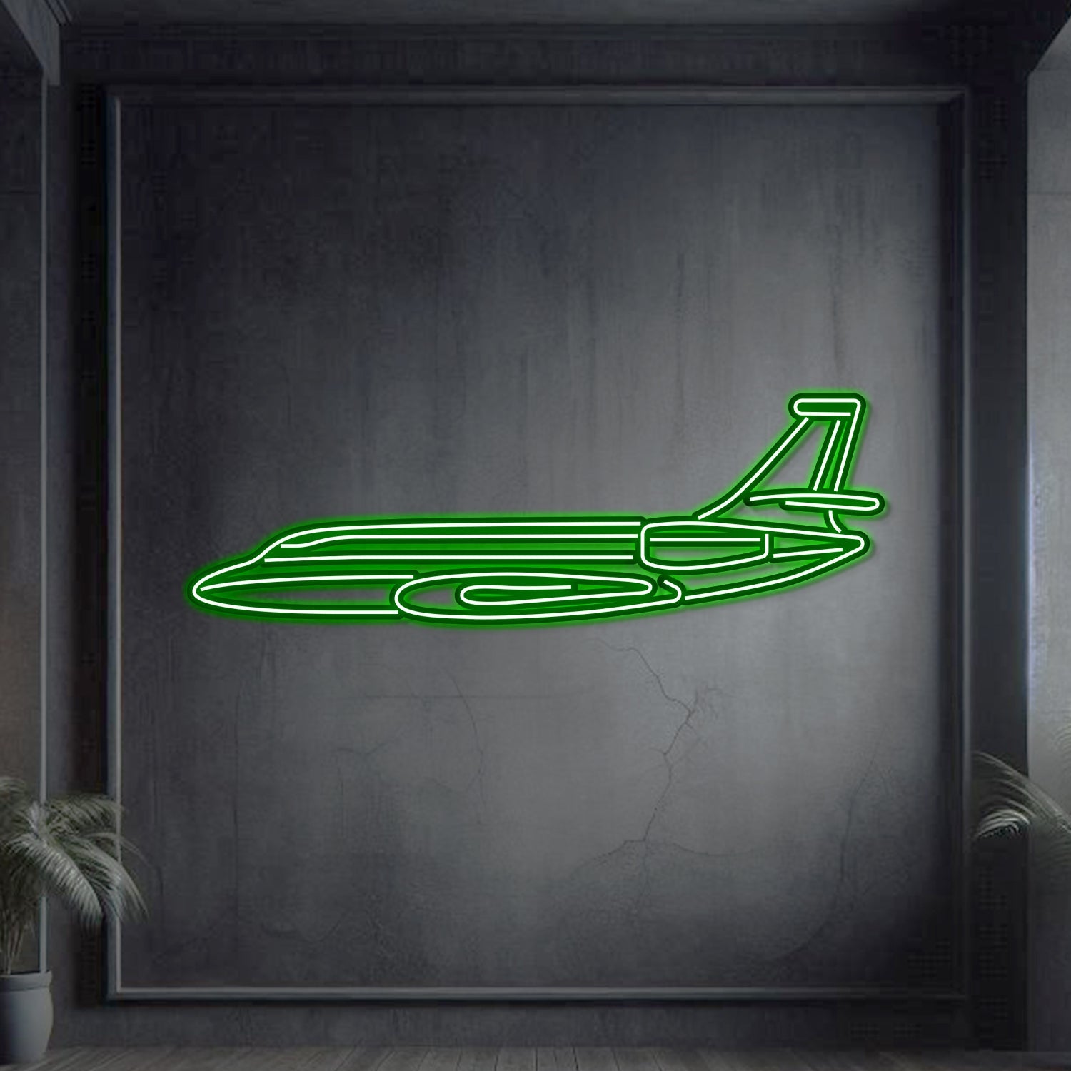 Falcon 2000 Metall Neon Flugzeug Wandkunst - NCN0046
