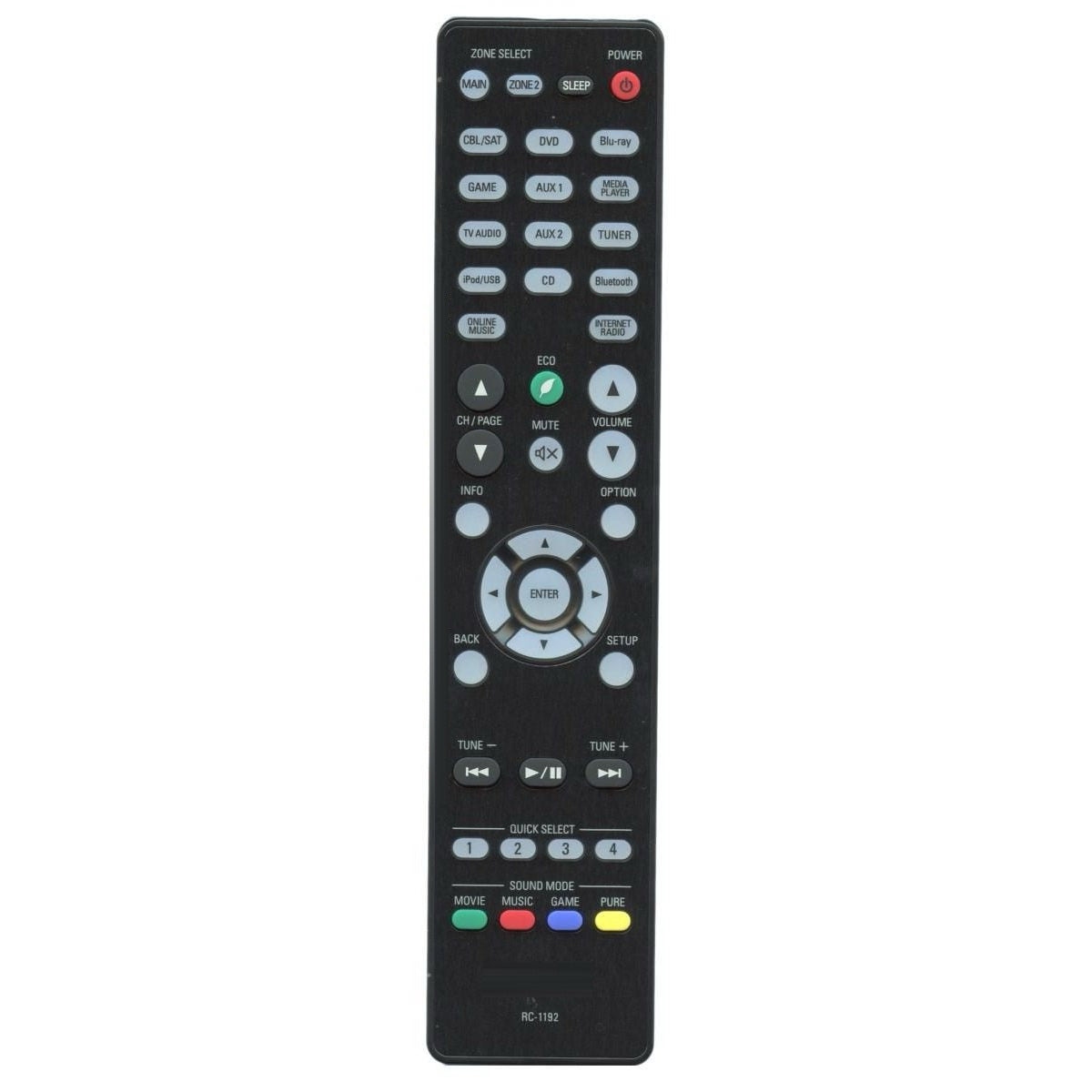 Denon RC-1192 A/V Receiver Remote Control | 7.2 Channel Network AV with Bluetooth/WiFi | AVRS900W | AVRX2100W | AVRX3100W - 30701016900AD
