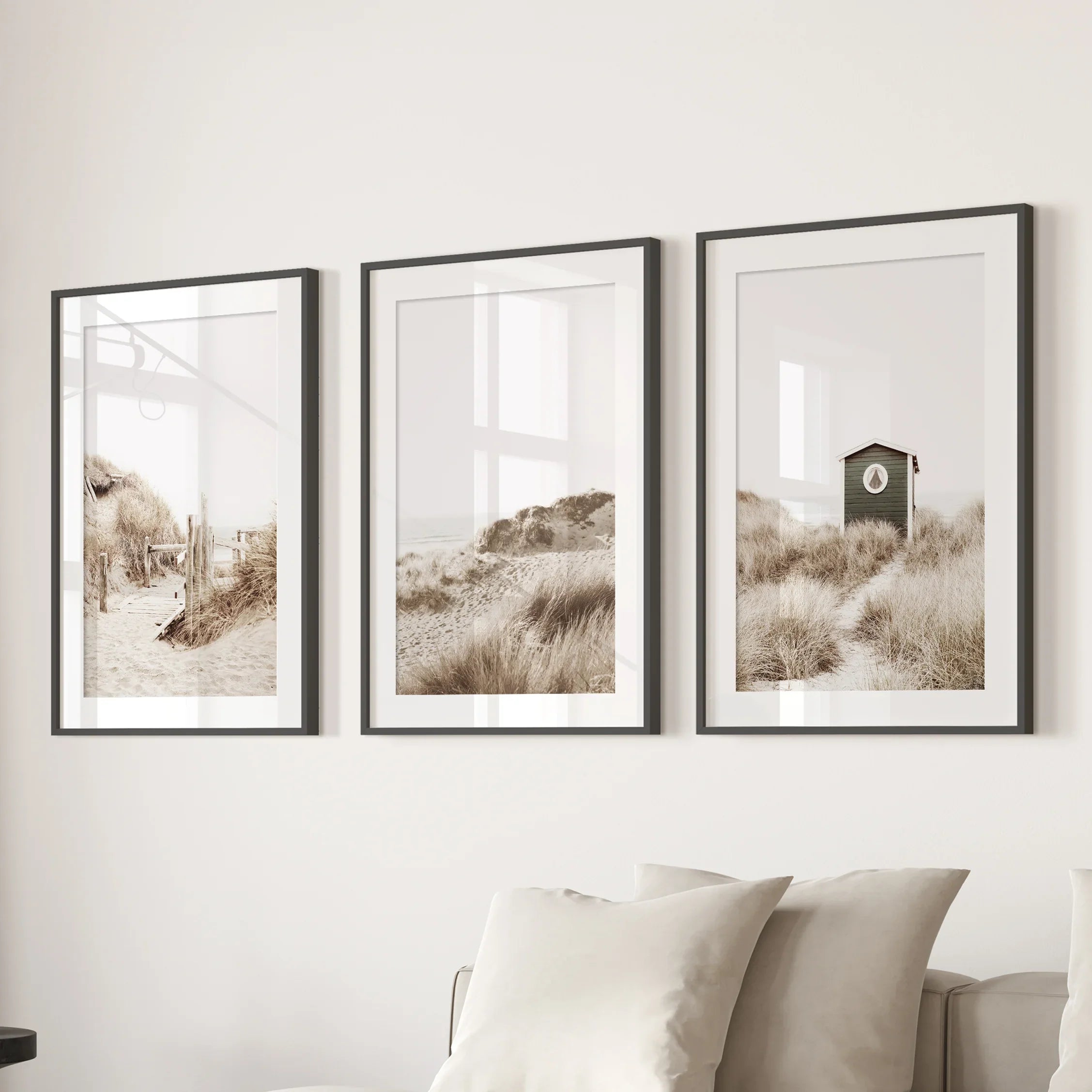 Minimalist Coastal Gallery Wall. Beige Beach Decor Set