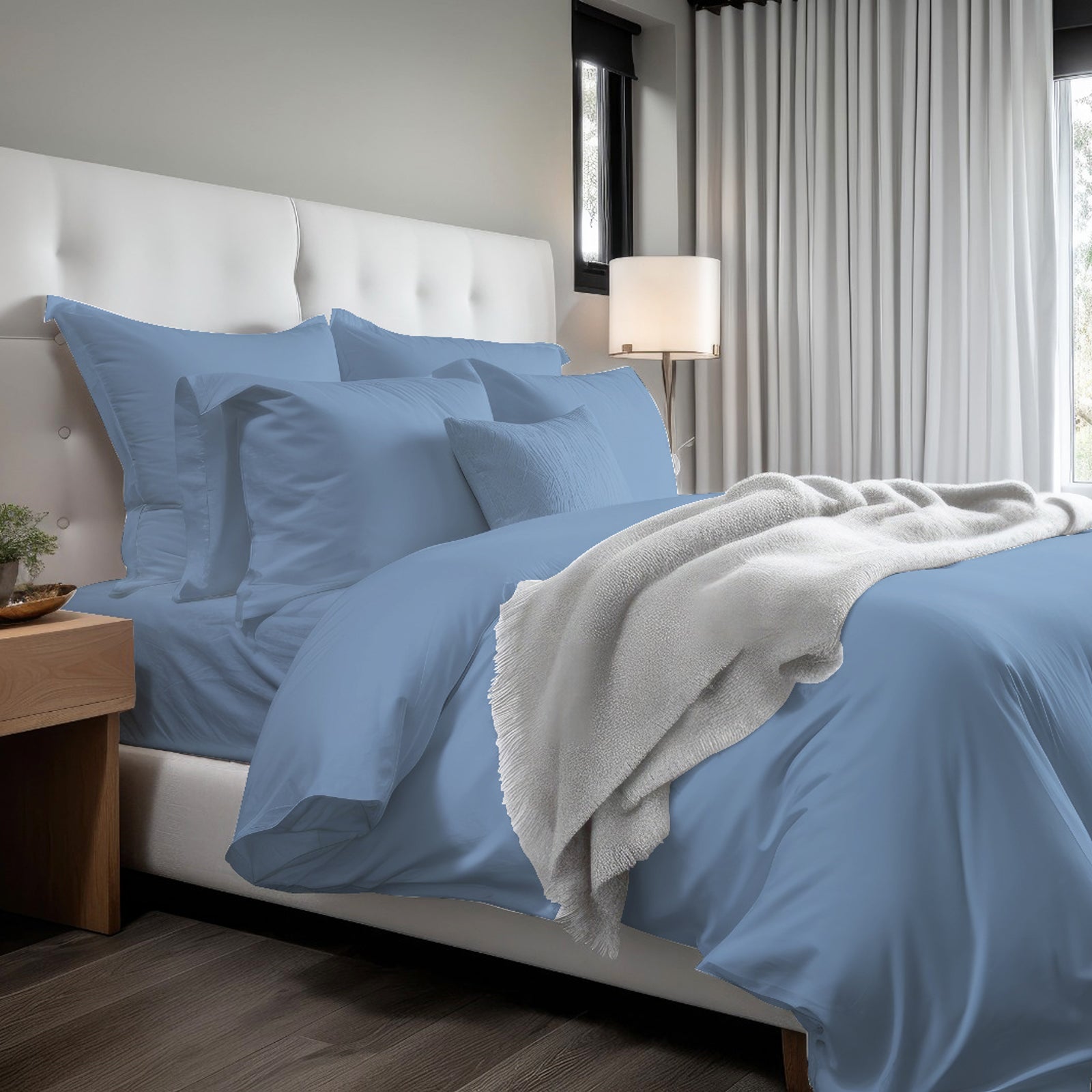 400TC Cotton Sateen Solid Duvet Cover Set