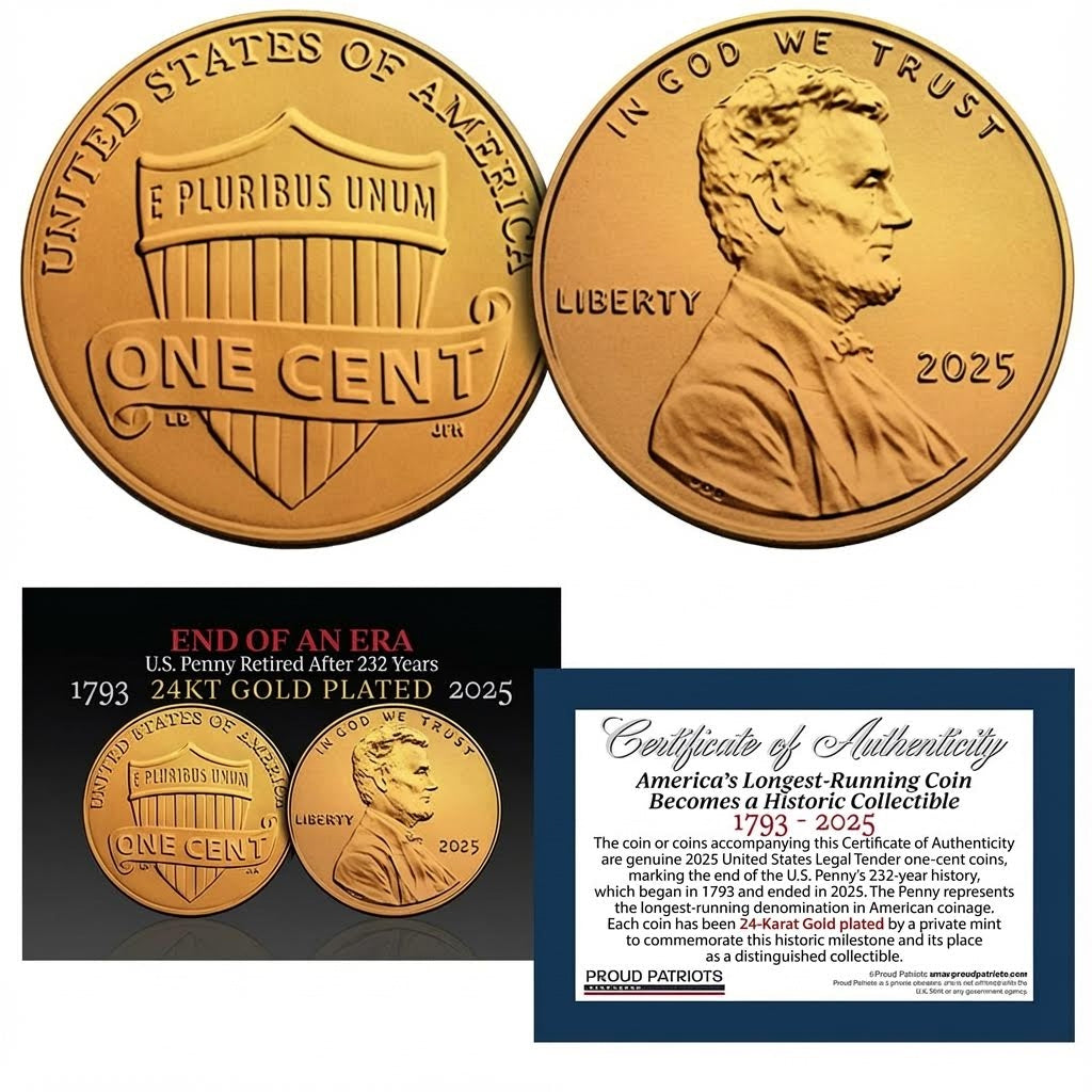 Amerikas letzter Penny: 24 Karat vergoldeter Penny mit Zertifikat