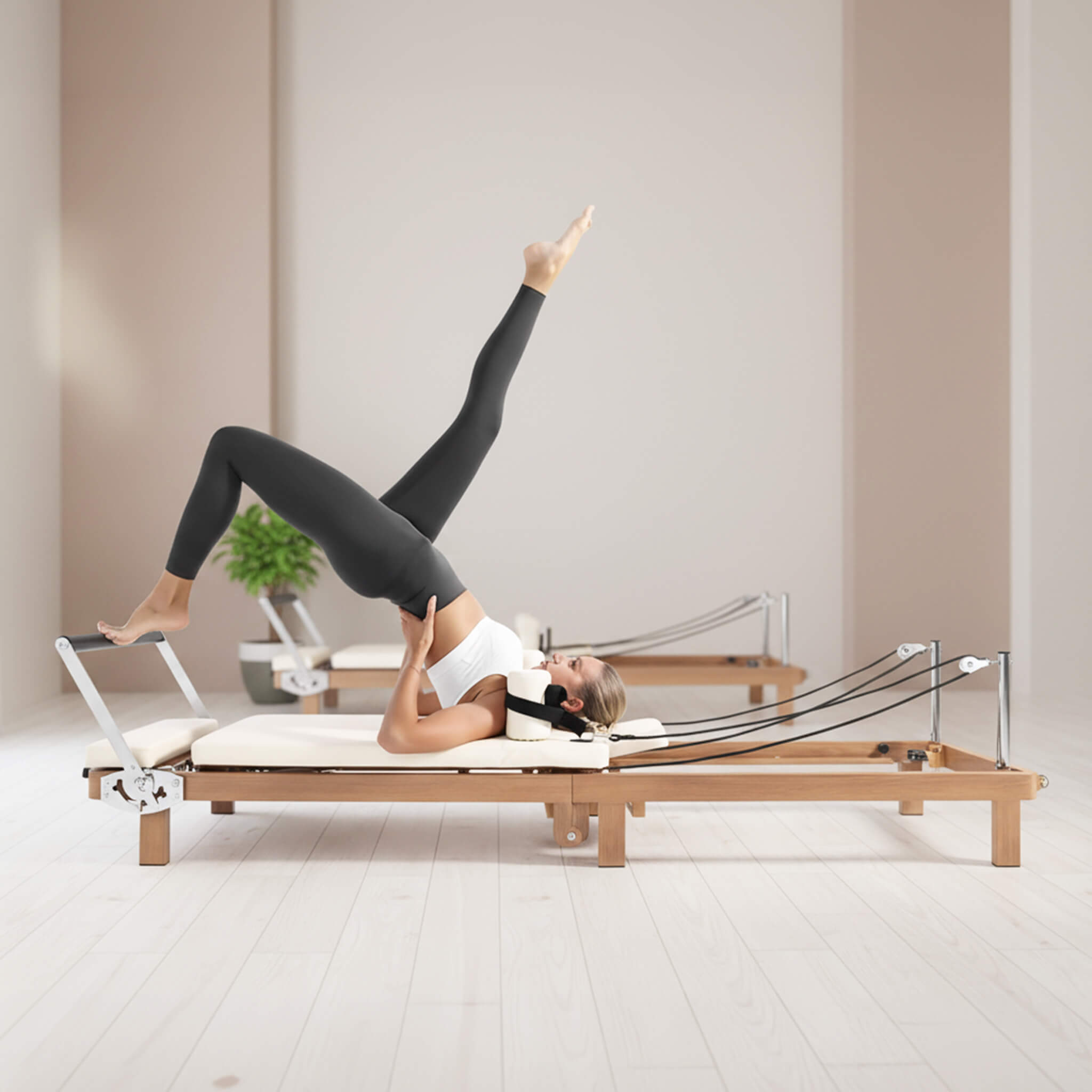Core Pilates Apex Klappbarer Pilates-Reformer mit dualem Widerstand und Sprungbrett (SAK83914)