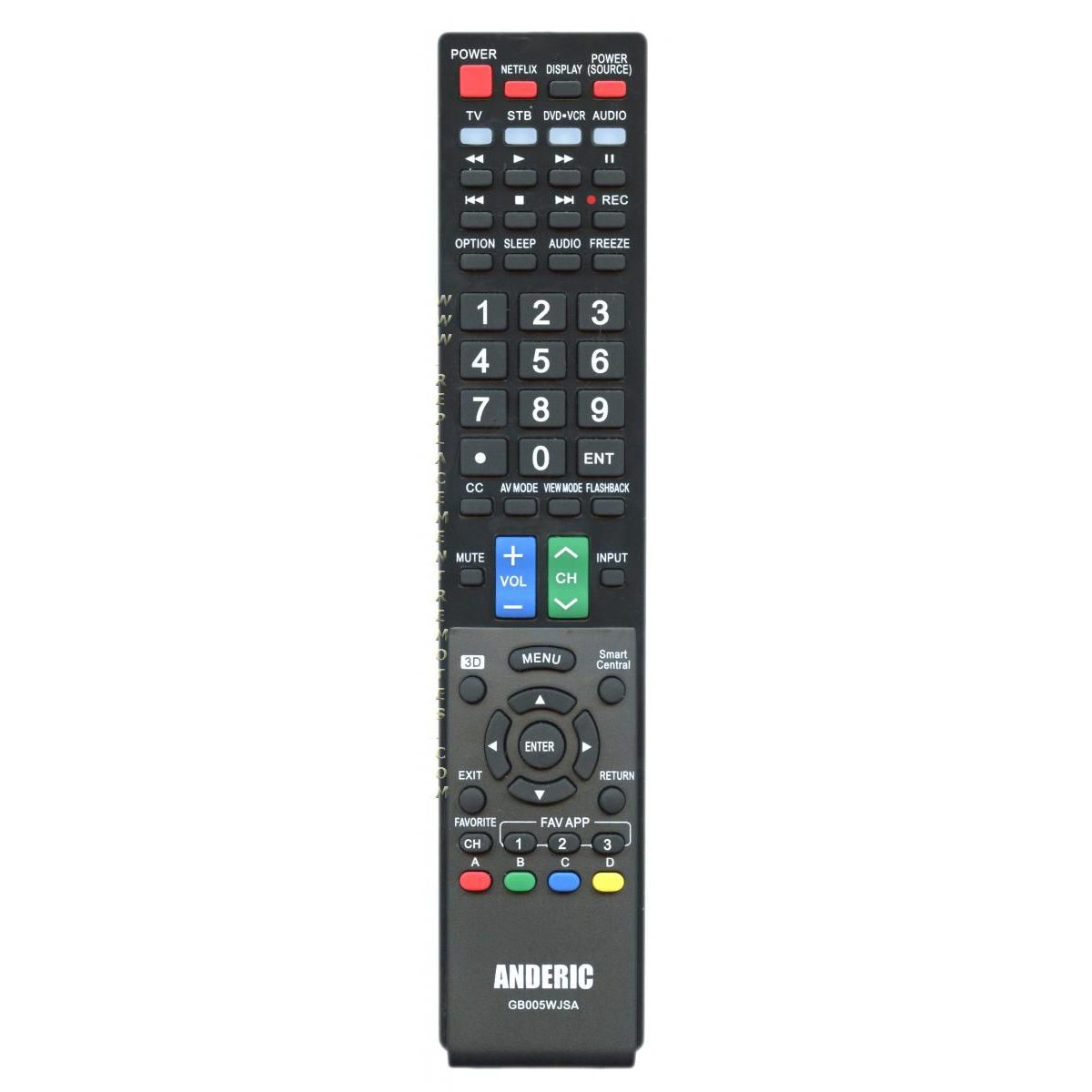 Anderic GB005WJSA Replacement TV Remote Control for Sharp