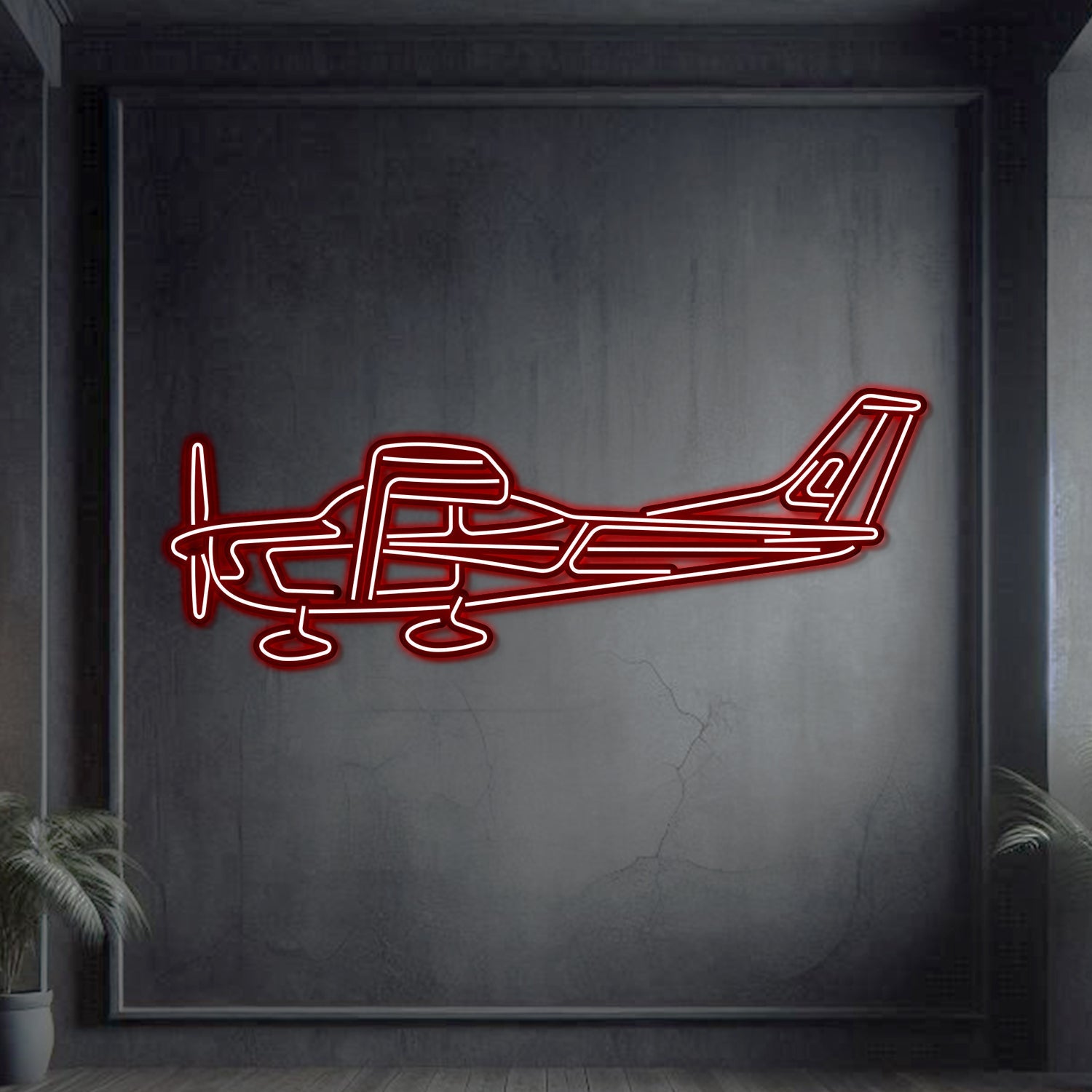 C182 Metall Neon Flugzeug Wandkunst - NCN0021