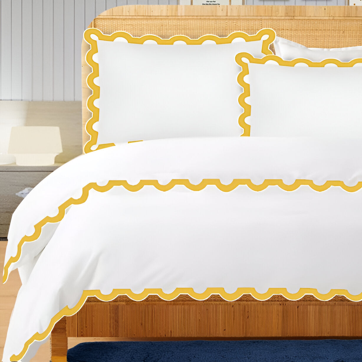 400TC U Shape Applique Embroidery Cotton Duvet Cover Set