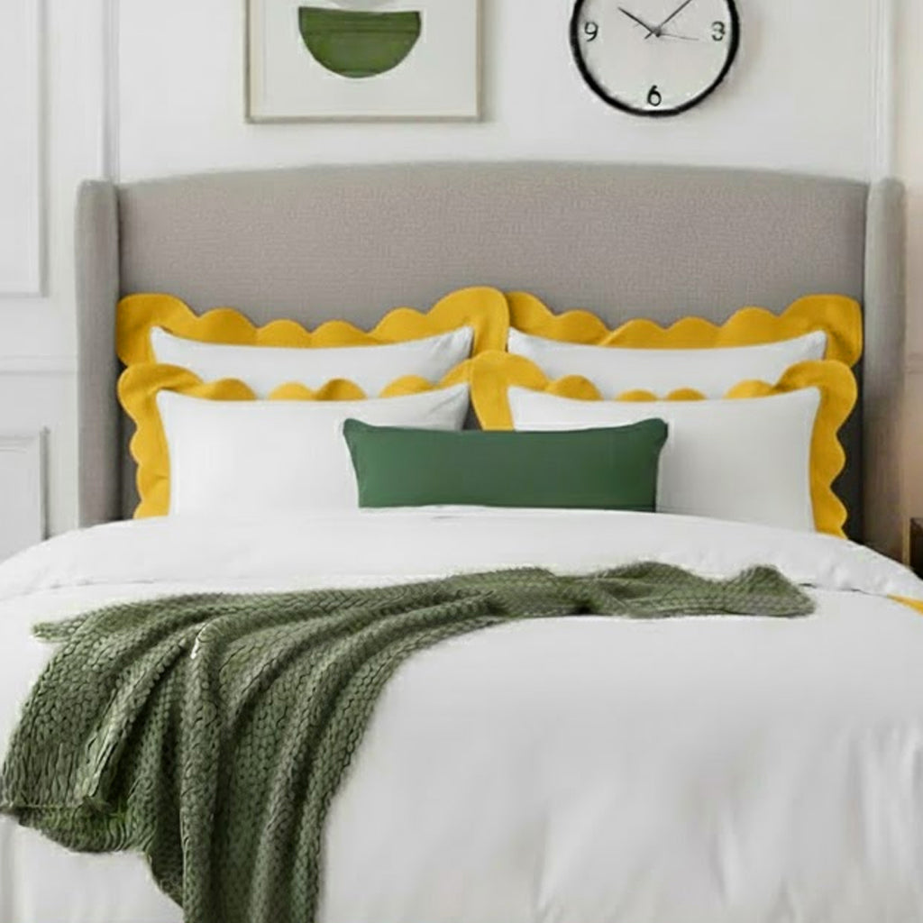 Wavy Applique Embroidery Cotton Duvet Cover Set