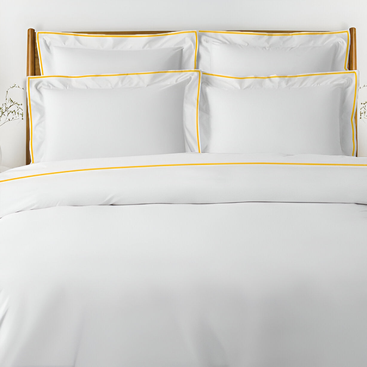 400TC Embroidery Cotton Sateen Solid Duvet Cover Set