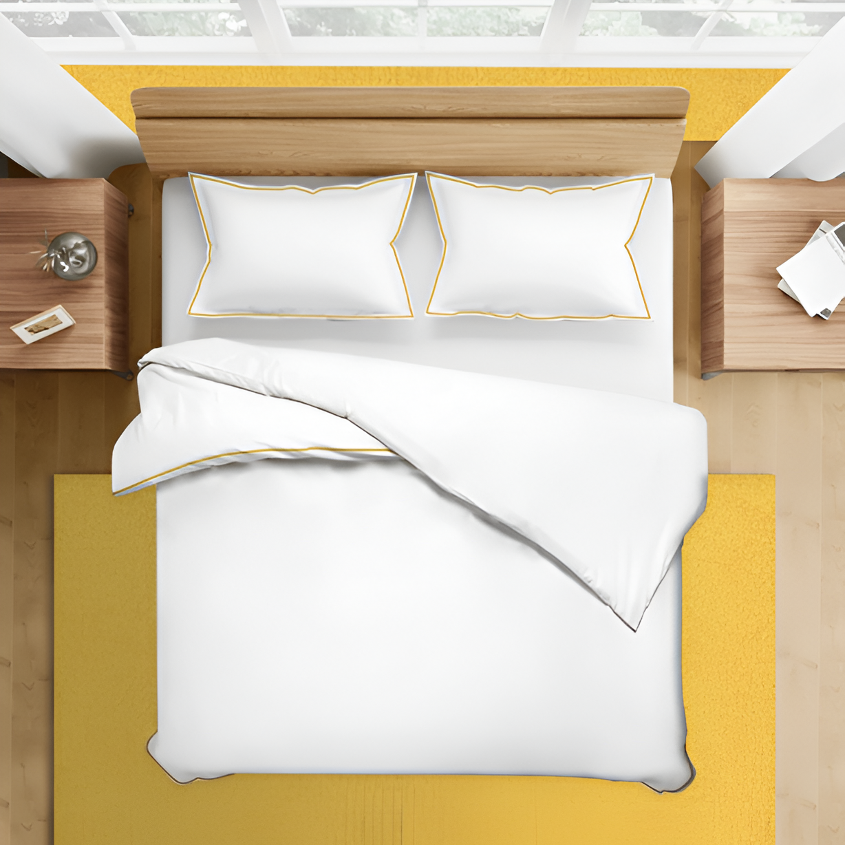 400TC Embroidery Cotton Sateen Solid Duvet Cover Set