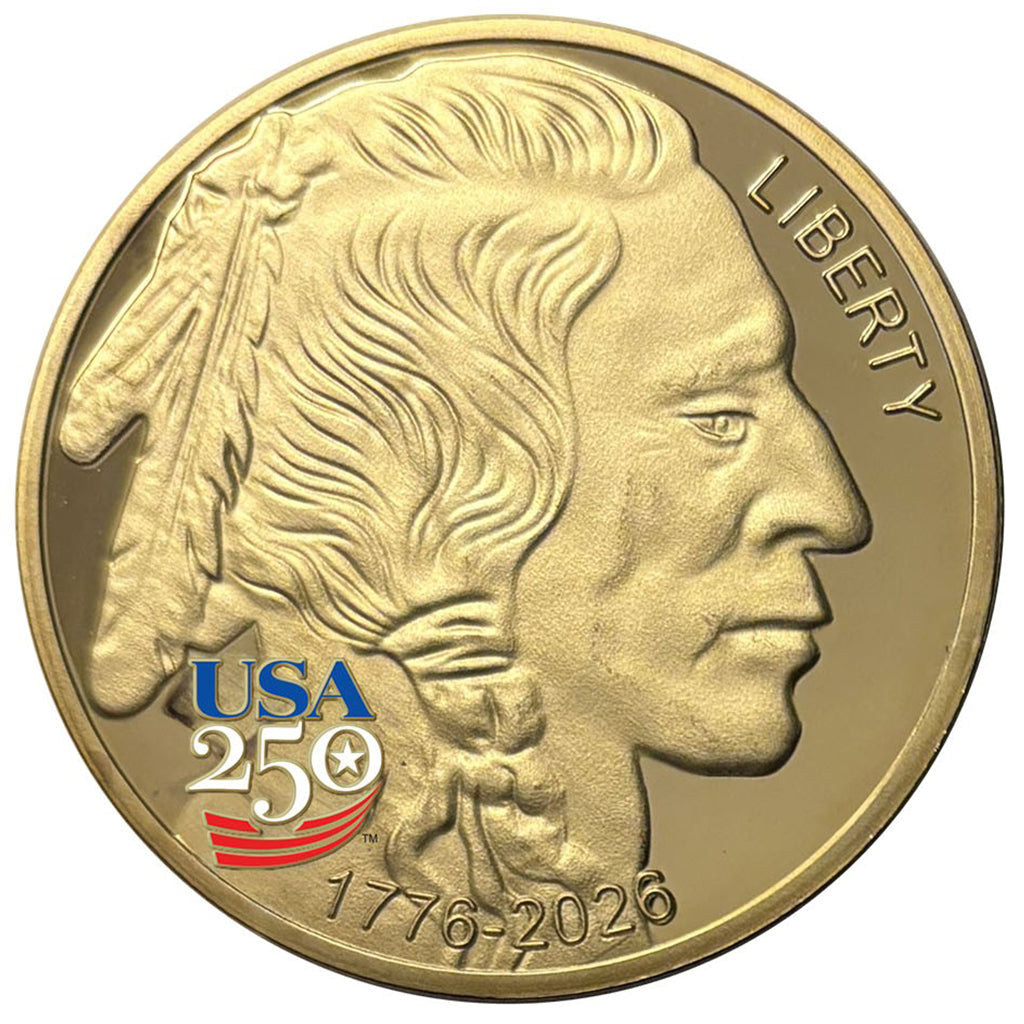 Amerikas 250. Jubiläum Büffel-Indianer Goldmünze Polierte Platte