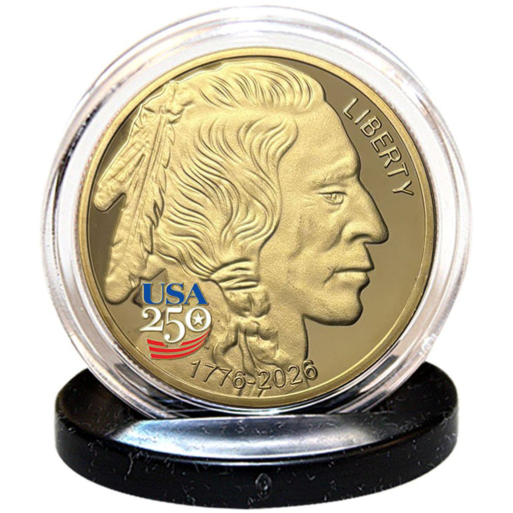 Amerikas 250. Jubiläum Büffel-Indianer Goldmünze Polierte Platte