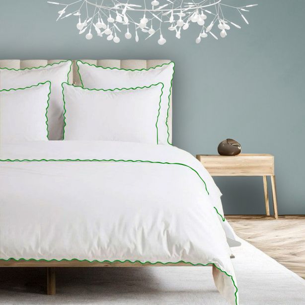 400TC Cotton Sateen Small Scallop Embroidery Duvet Cover Set