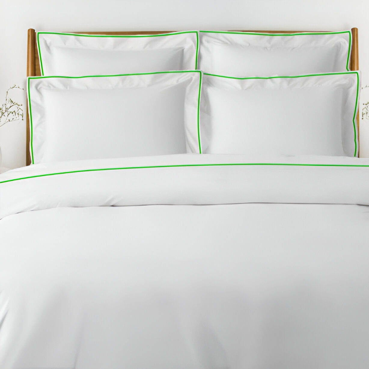 400TC Embroidery Cotton Sateen Solid Duvet Cover Set