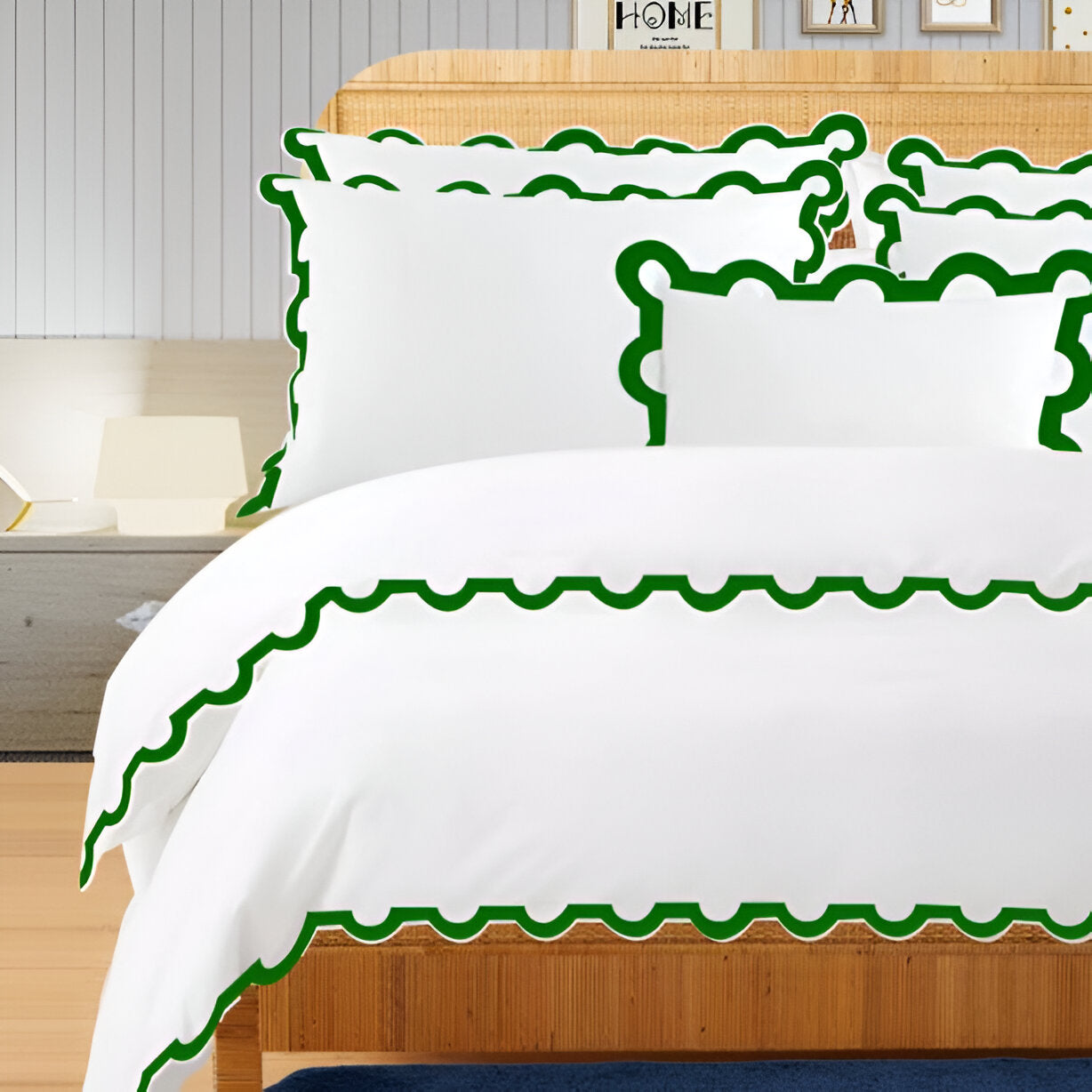 400TC U Shape Applique Embroidery Cotton Duvet Cover Set