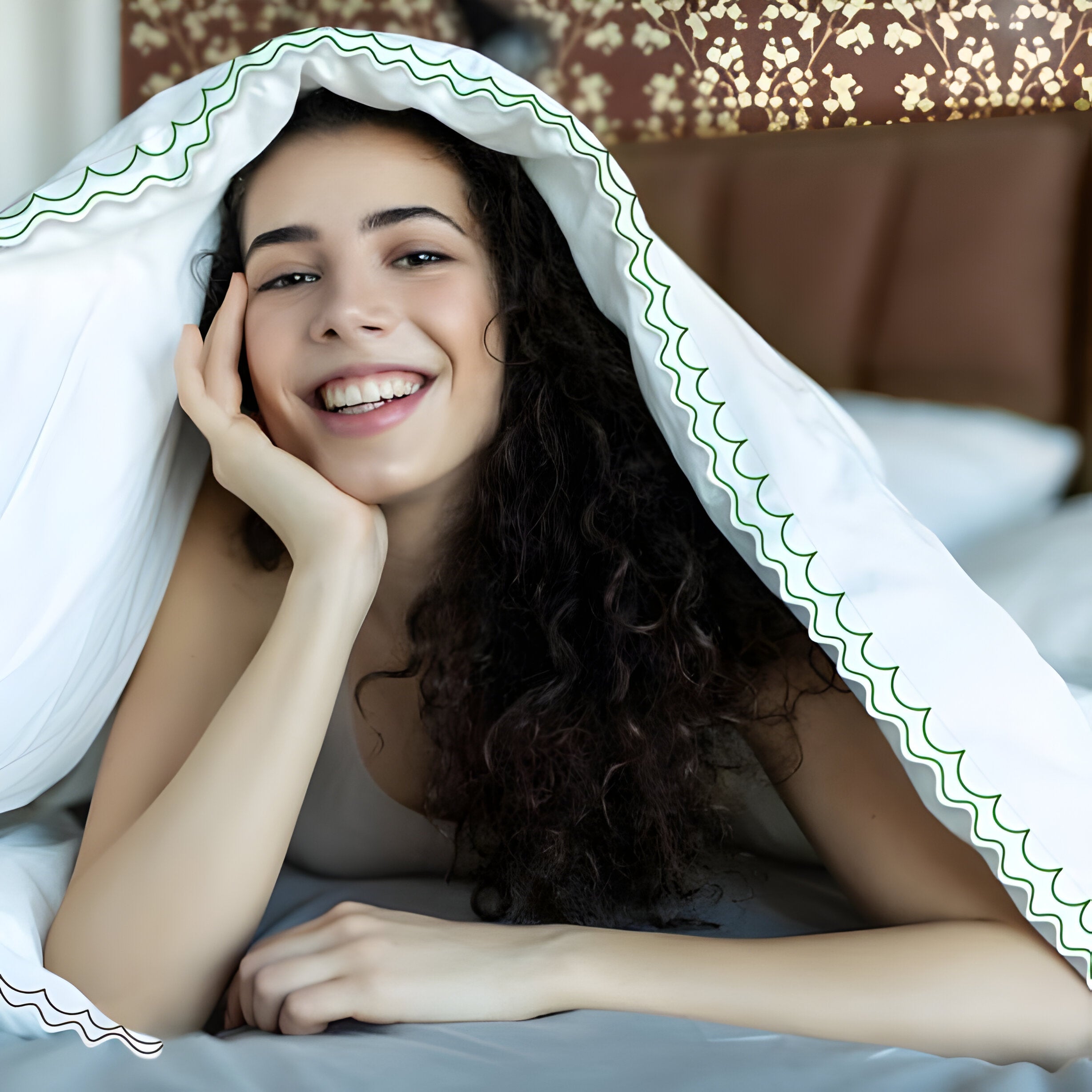 400TC Cotton Sateen Double Scallop Embroidery Duvet Cover Set
