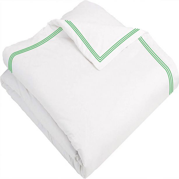 400TC Cotton Triple Edge Embroidery Sateen Solid Duvet Cover Set