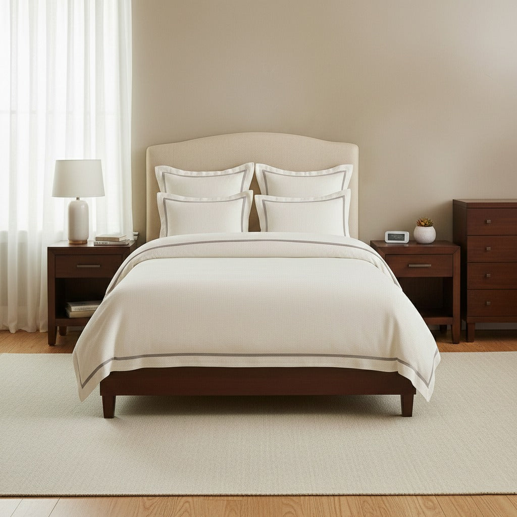 Linen Frame Trim Duvet Cover Set
