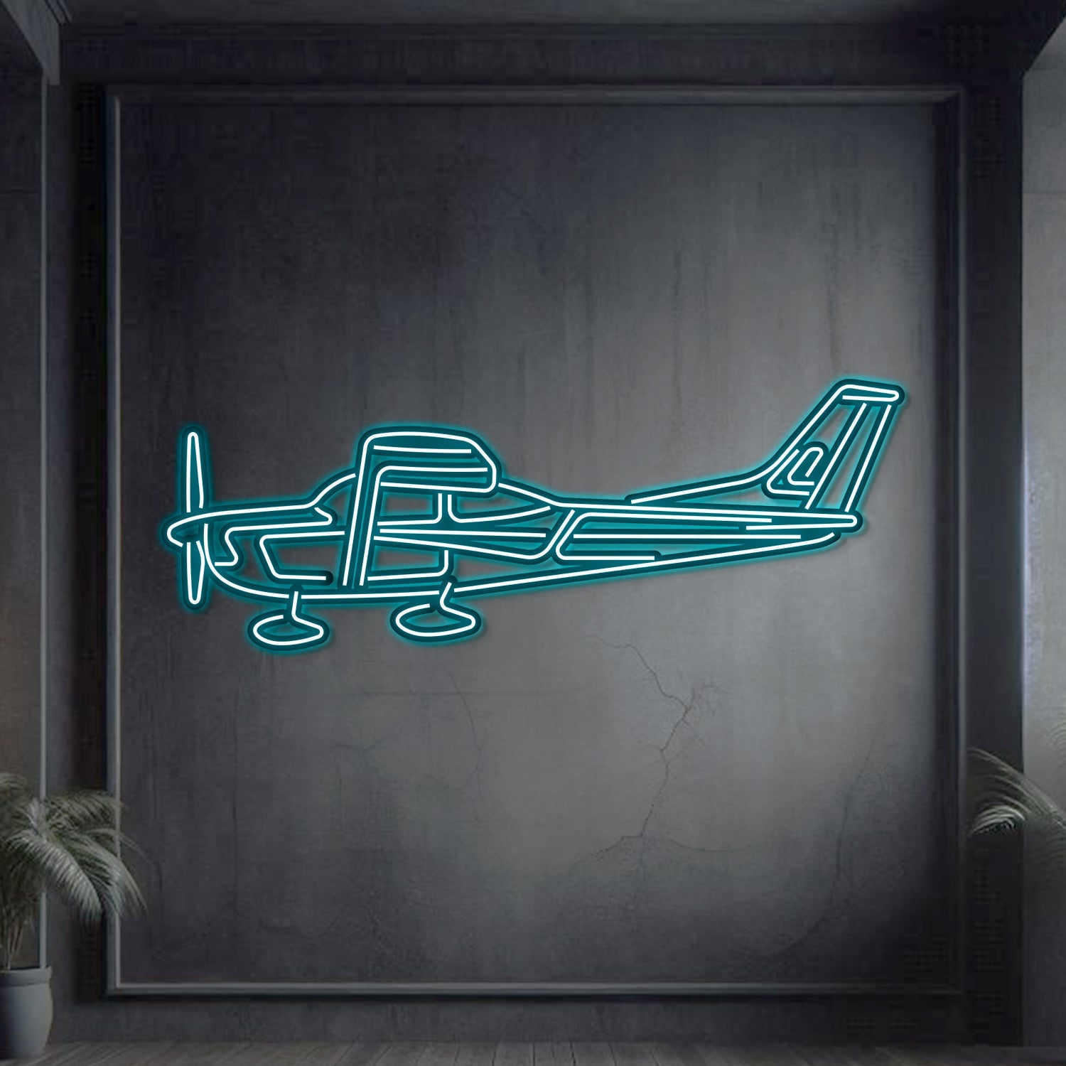 C182 Metall Neon Flugzeug Wandkunst - NCN0021