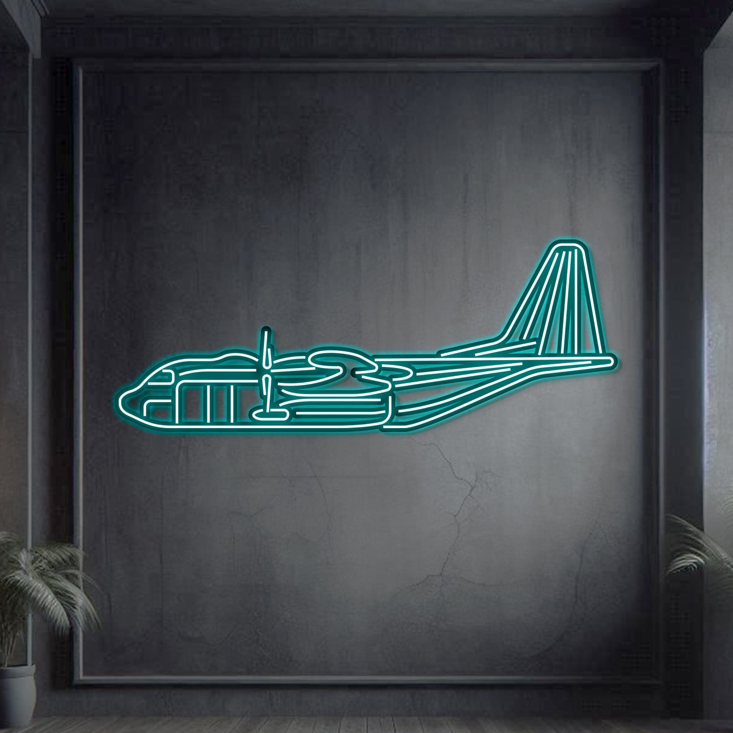AC-130J Ghostrider Metall-Neon-Flugzeug Wandkunst - NCN0011