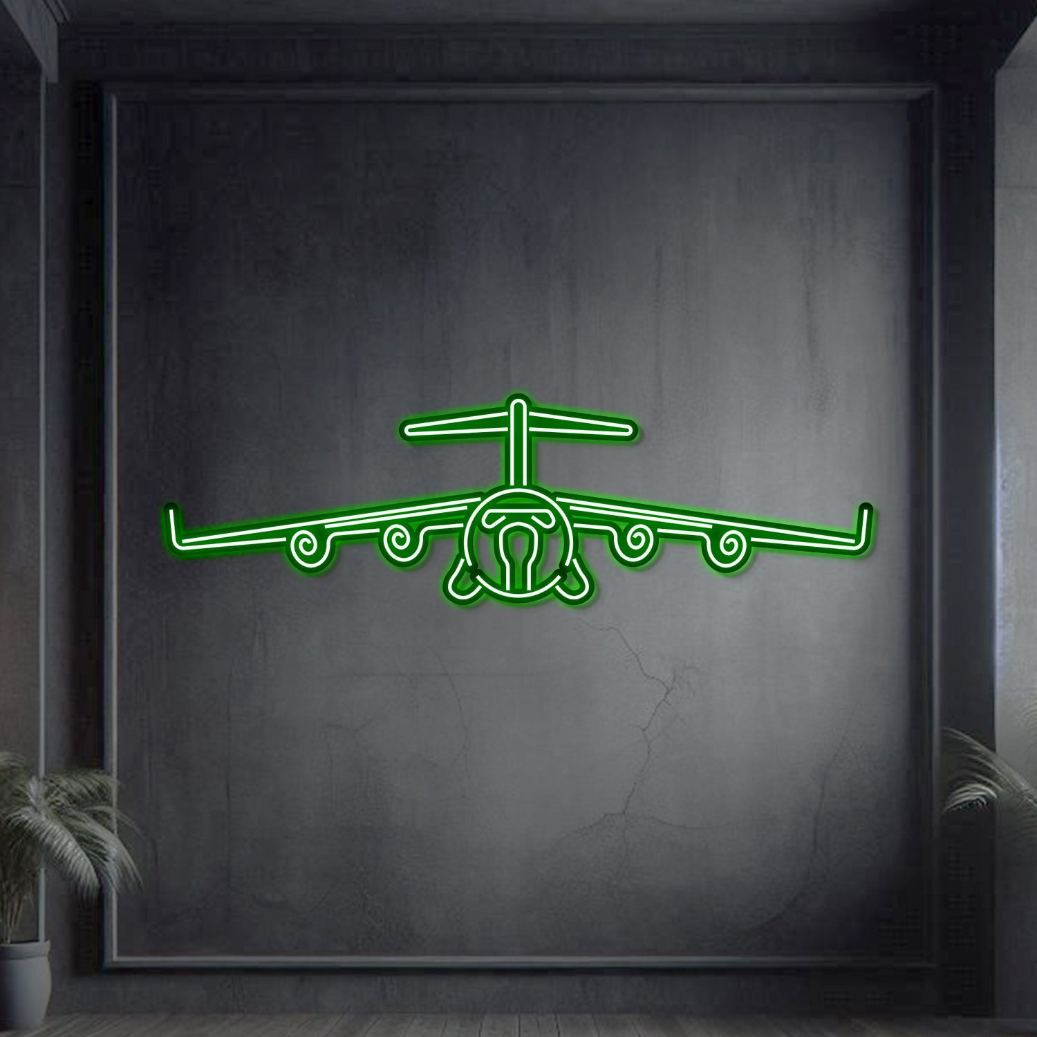 C-17 Globemaster III Metall Neon Flugzeug Wandkunst - NCN0018