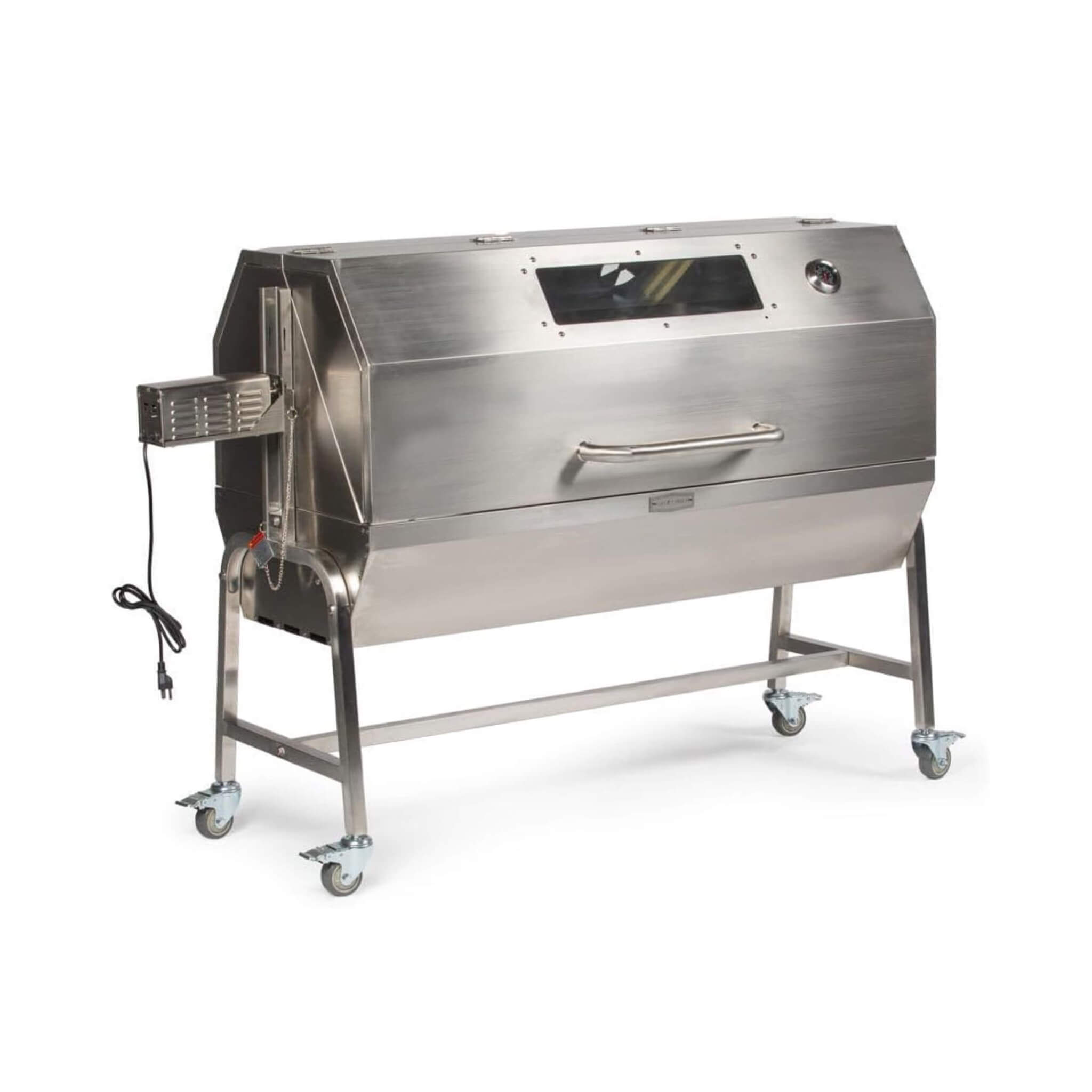 Heavy-Duty Commercial 125 LB Portable Electric Stainless Steel Hooded BBQ Rotisserie Grill With Viewing Window (SAK31975)