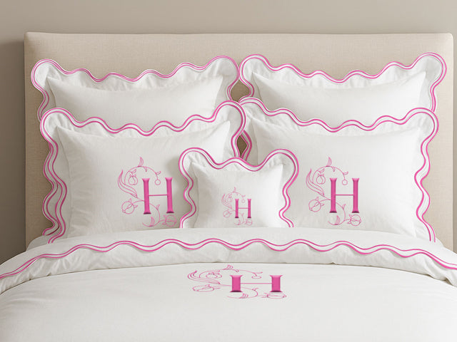 Monogram Cotton Luxurious Double Scallop Duvet Cover