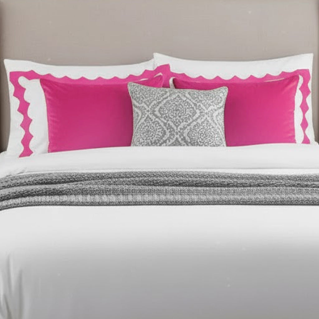 Reverse Scalloped Applique Embroidery Cotton Duvet Cover Set