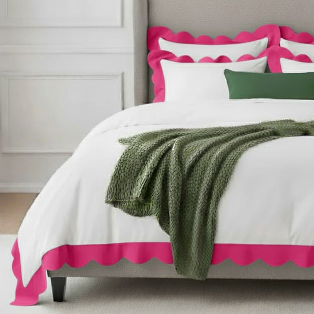 Wavy Applique Embroidery Cotton Duvet Cover Set