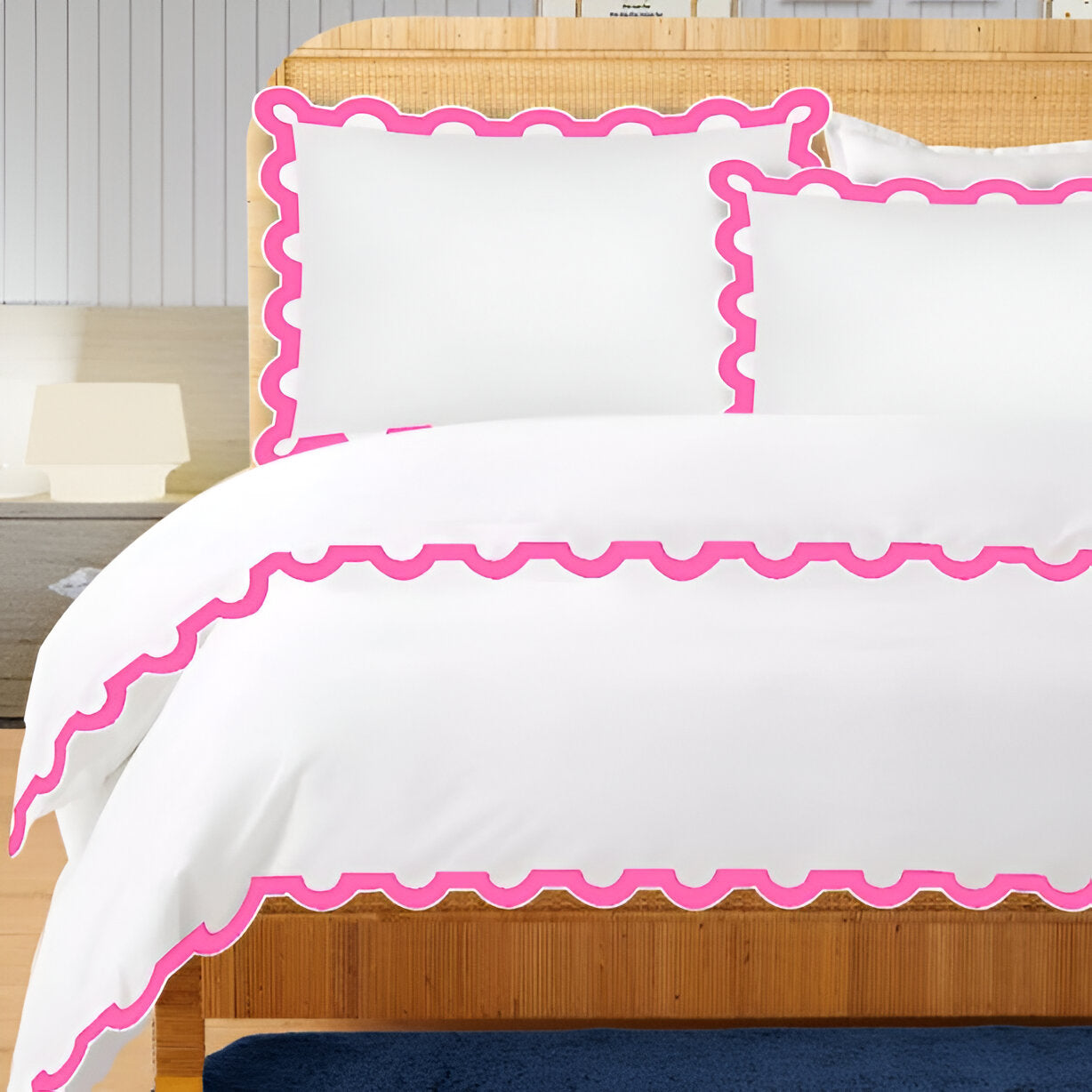 400TC U Shape Applique Embroidery Cotton Duvet Cover Set