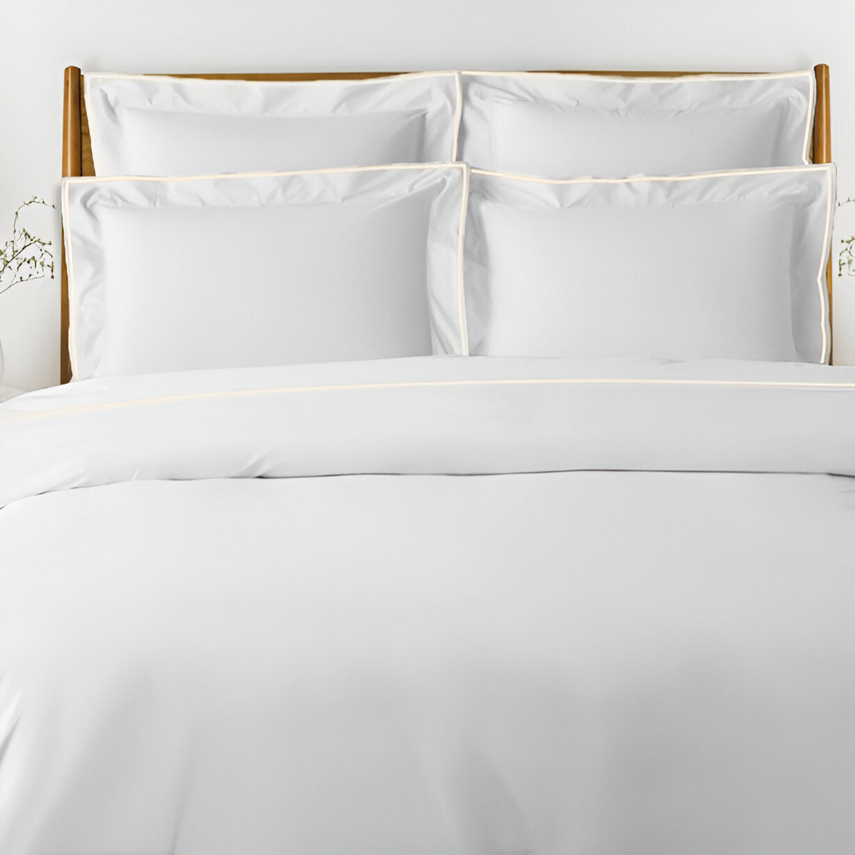 400TC Embroidery Cotton Sateen Solid Duvet Cover Set