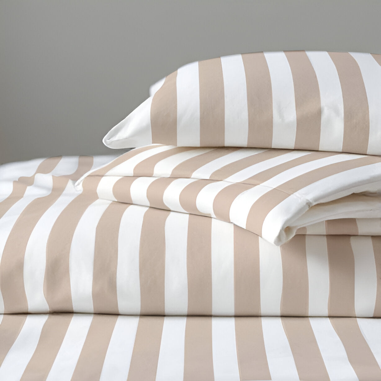 400TC Stripe Border Frame Cotton Sateen Duvet Cover Set