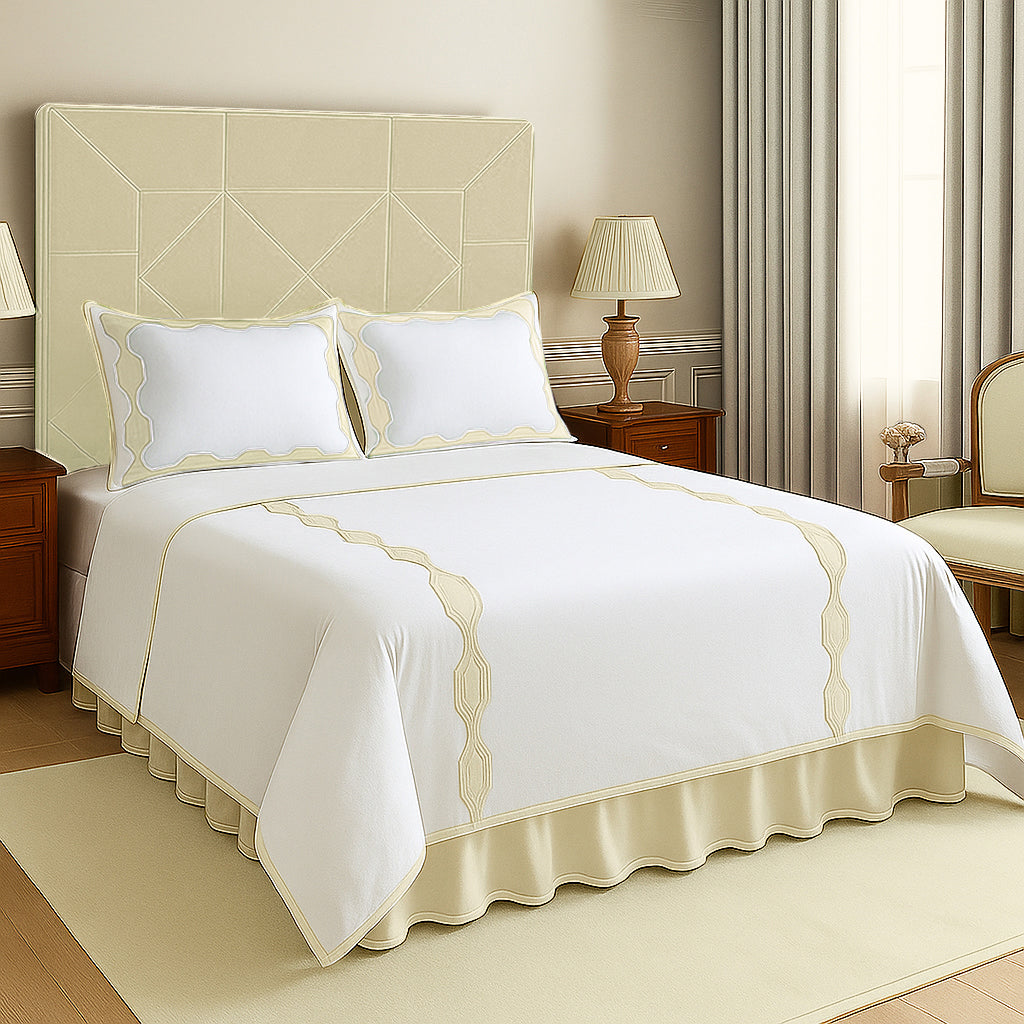 Hexagonal Applique Border Cotton Duvet Cover Set