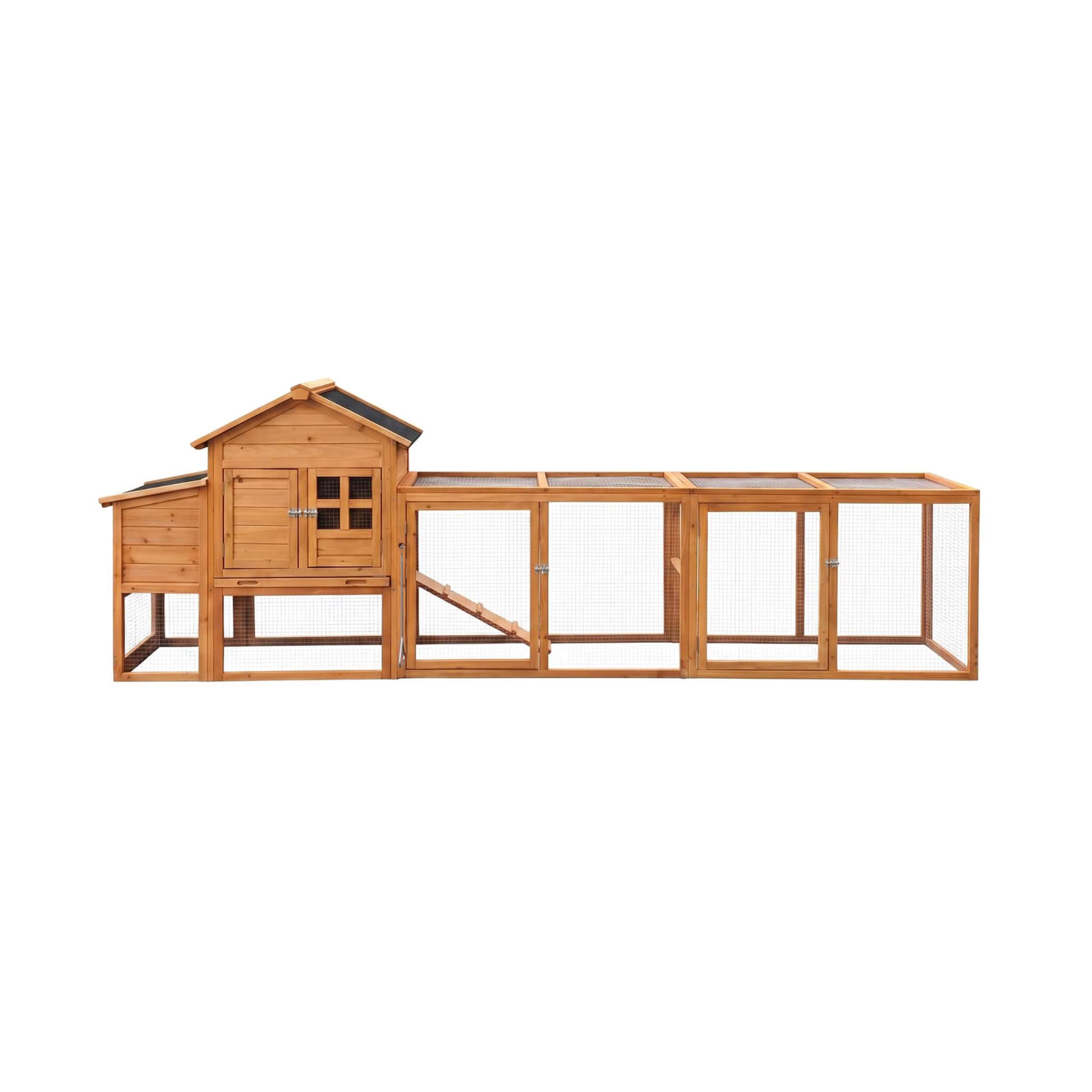 Large 122-Inch Chicken Coop With Run, Nest Box & Removable Tray For 4-6 Hens (SAK19542)
