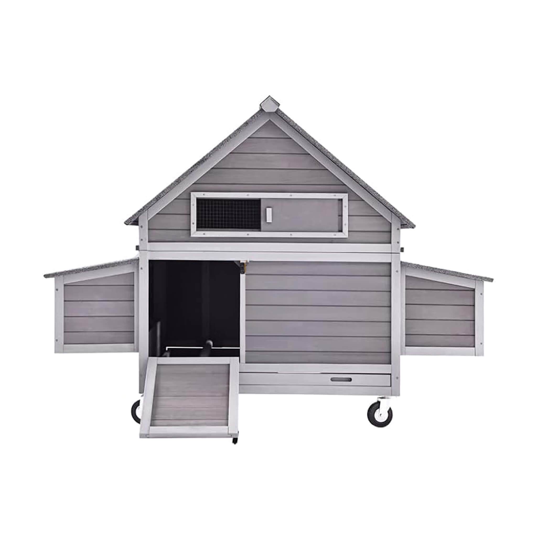 Large 63-Inch Movable Wooden Hen House With Wheels And Nesting Box (SAK50791)