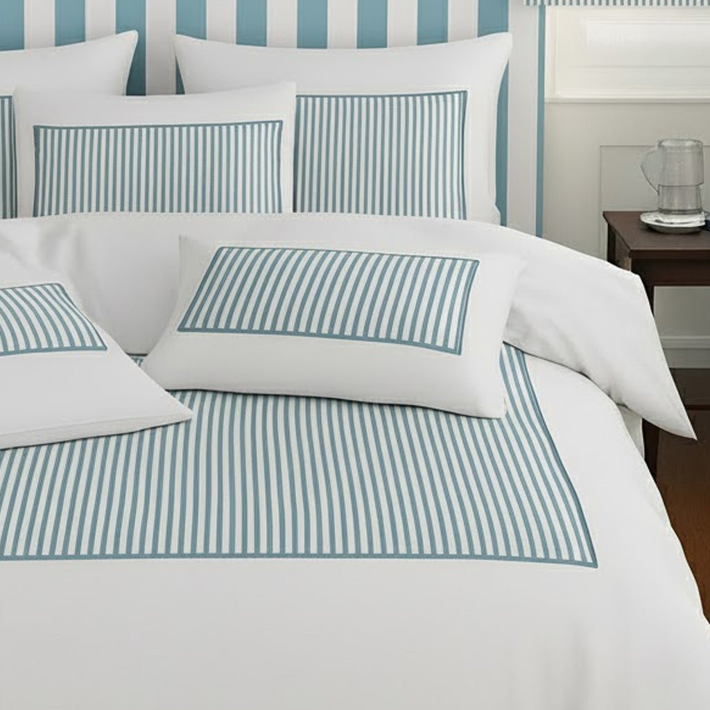Classic Applique Ticking Stripe Cotton Duvet Cover Set